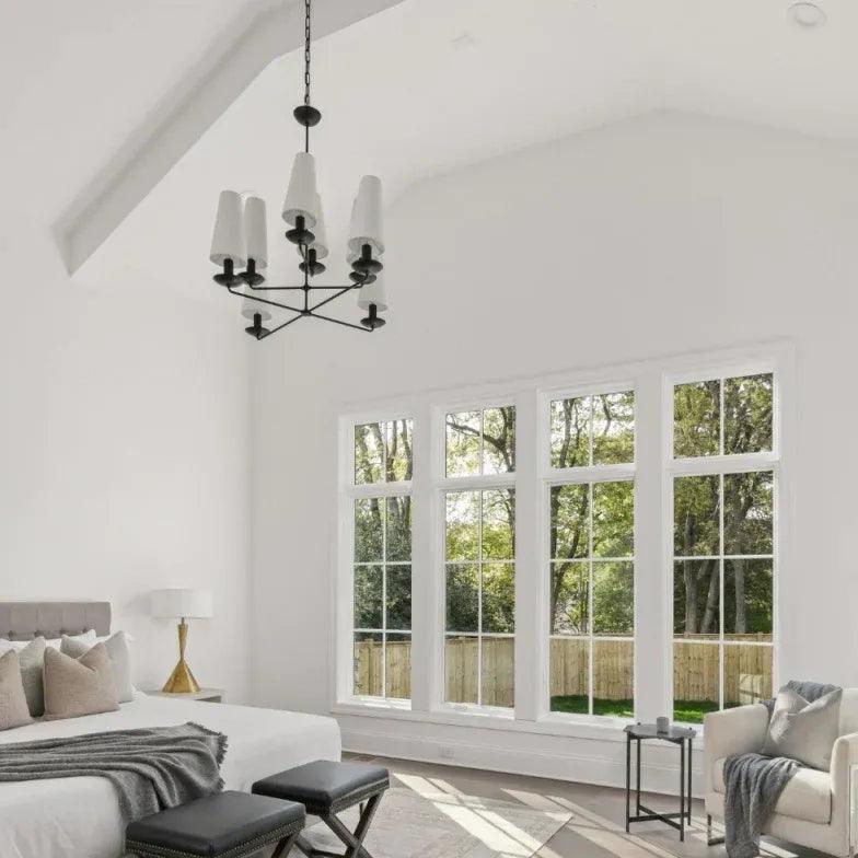 Modern Tapered Chain LED Chandelier for Living Room - Dimmable Crystal Ceiling Light Fixture with Adjustable Height, Perfect for Dining Room, Bedroom, and Home Decor
