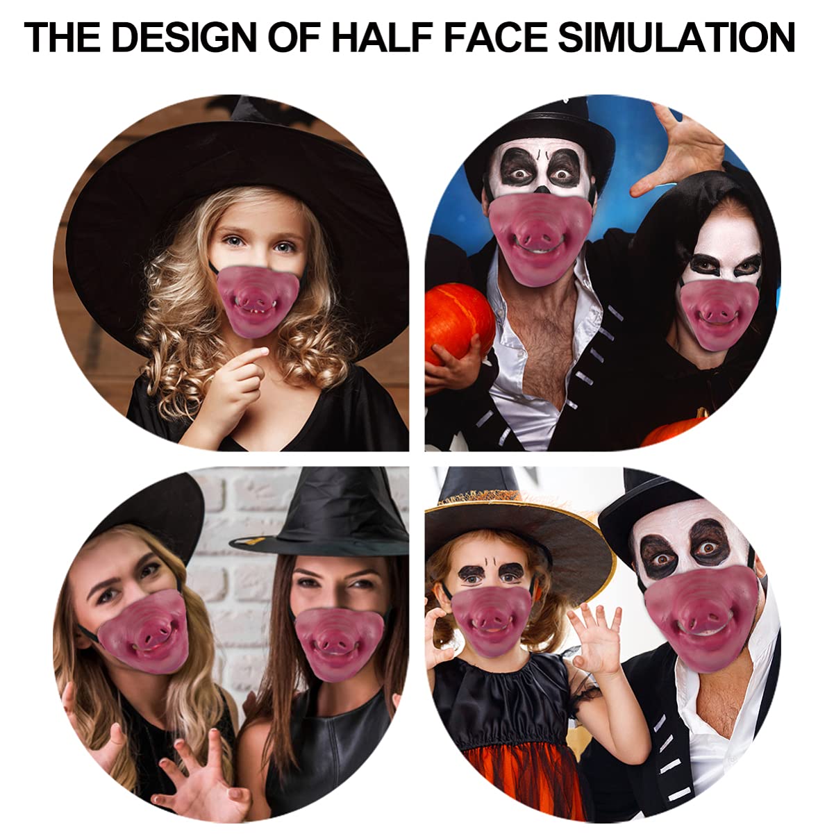 Funny Halloween Half Face Mask - Pig Cosplay Scary Boar LED Vampire Mask for Halloween Party, Cosplay & Masquerade | Perfect for Costume Parties, Trick or Treat & Spooky Events