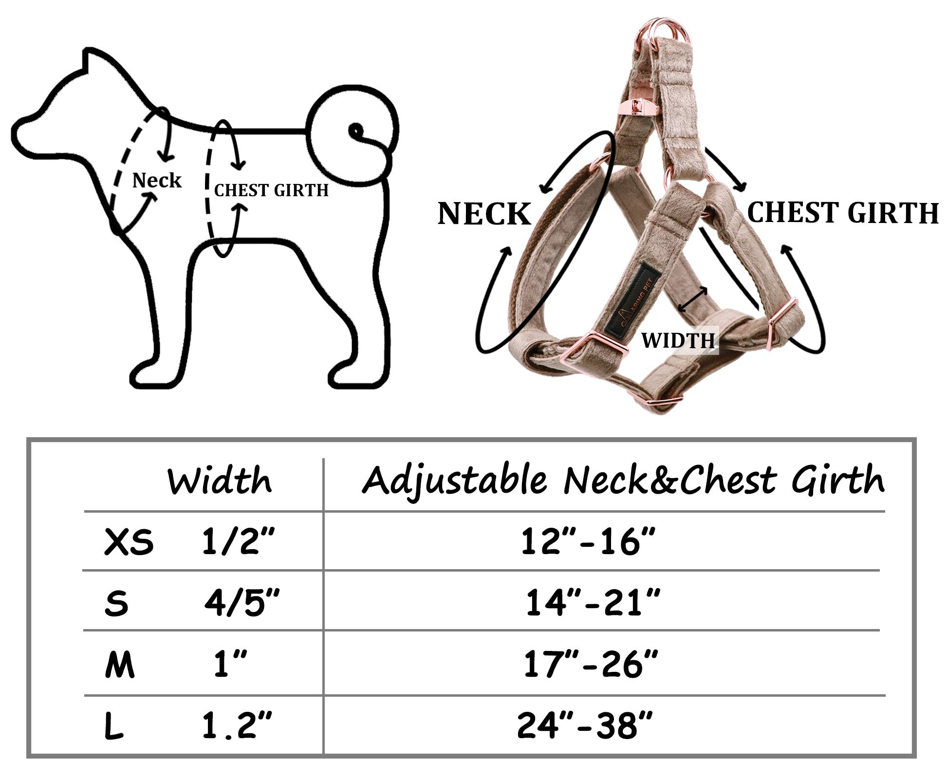 ARING PET No Pull Dog Harness - Adjustable Velvet Vest for Small, Medium & Large Dogs - Comfortable & Durable for Walking, Training & Outdoor Adventures