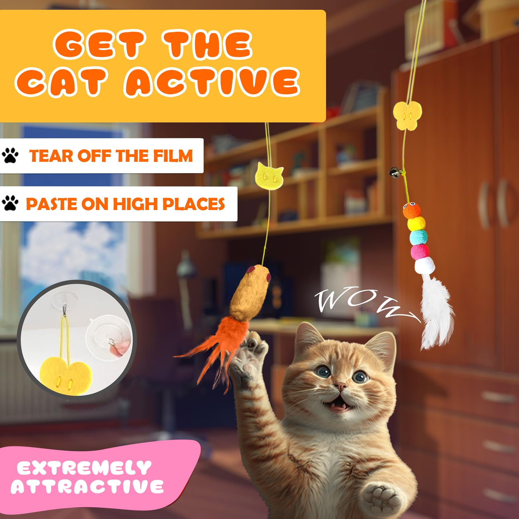 5-Piece Interactive Cat Toys Set with Sound & Bell - Stimulate Hunting, Chase & Mental Exercise for Indoor Cats & Kittens - Perfect for Playtime, Exercise & Bonding