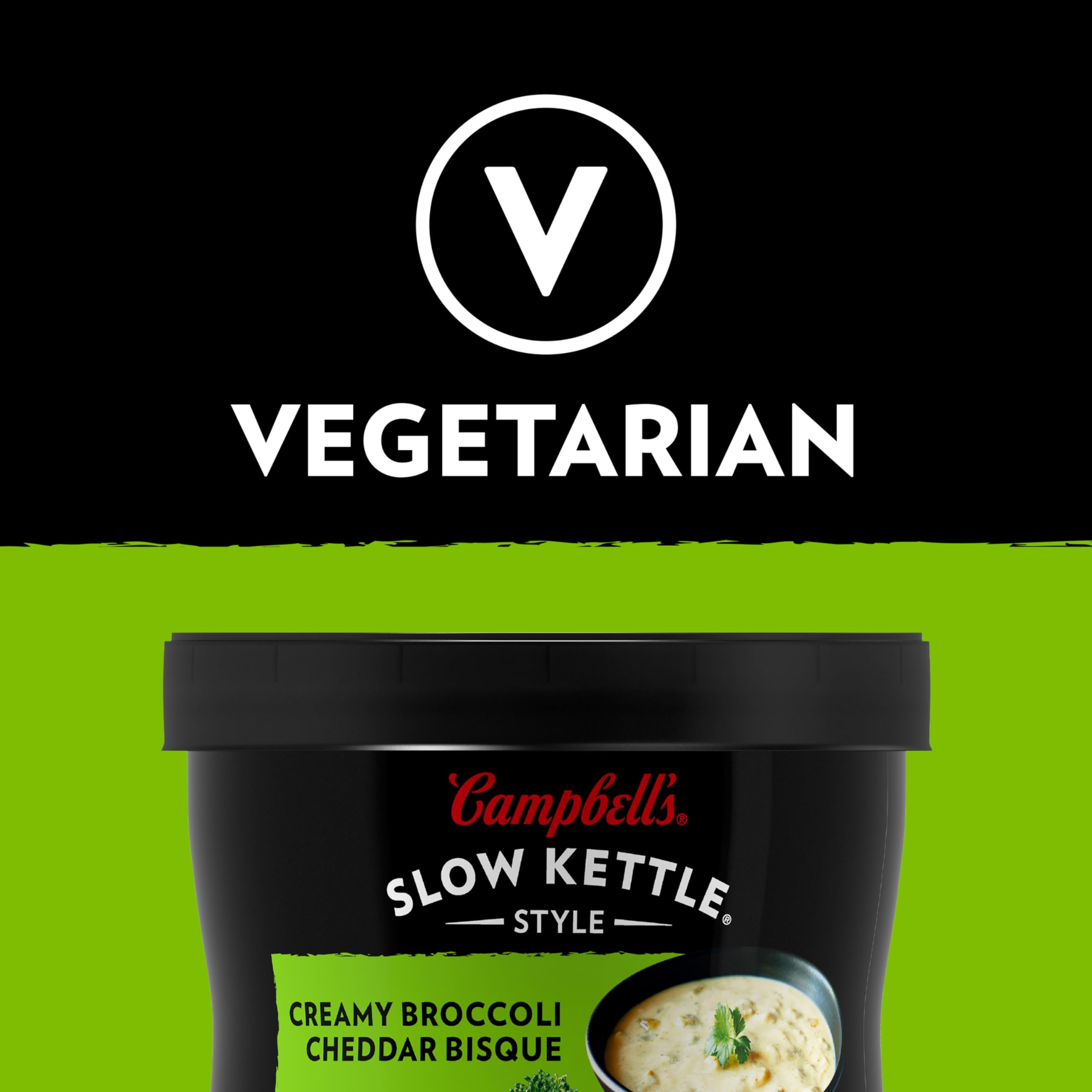 Campbell's Slow Kettle Style Creamy Broccoli Cheddar Soup - 15.5 oz Microwavable Bowl - Quick Lunch, Easy Dinner, or Comforting Snack