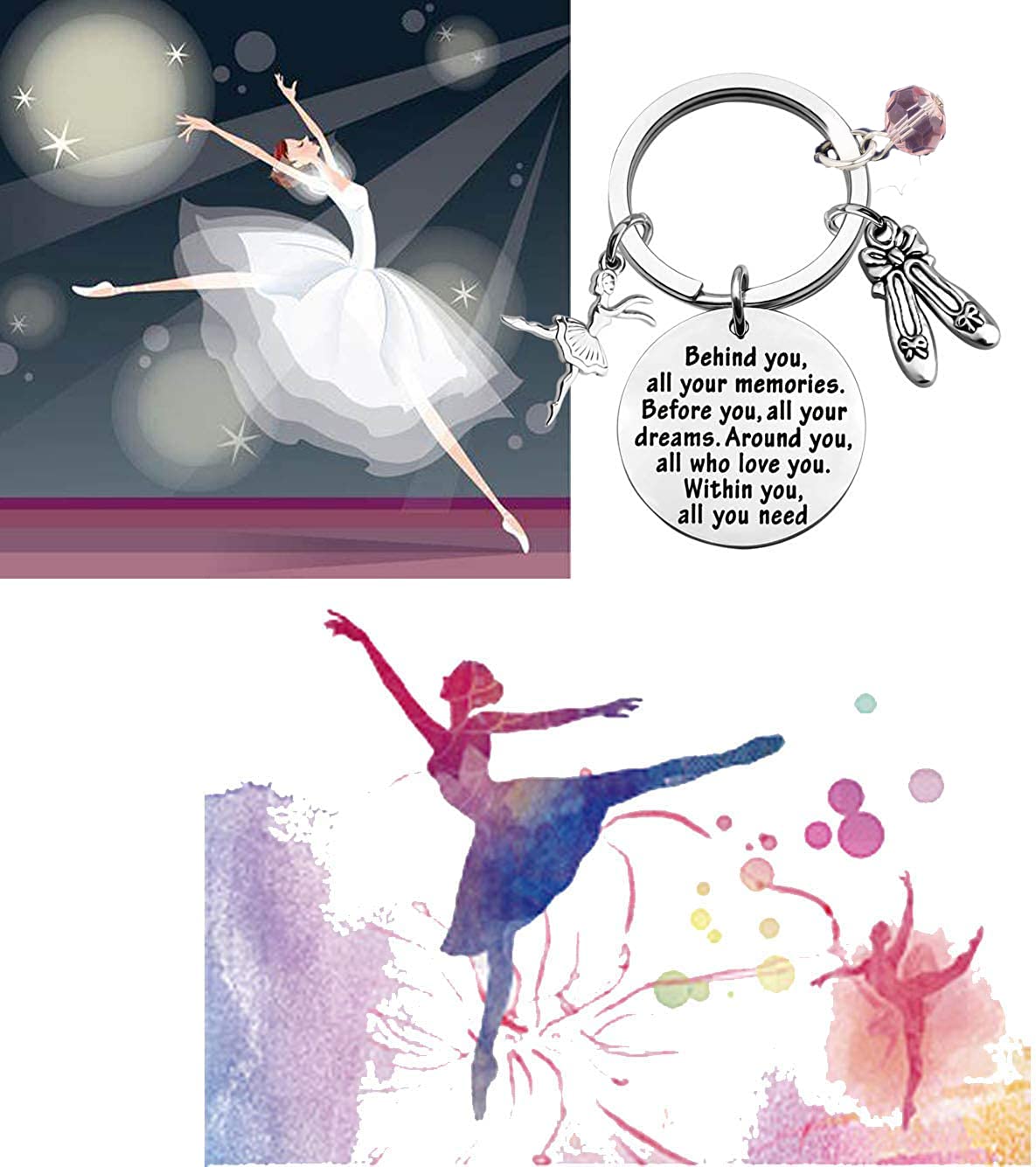 FEELMEM Ballet Dancer Jewelry - Behind You All Your Memories Keychain - Inspirational Dance Team Gifts - Perfect for Dance Recitals, Ballet Performances & Dance Competitions