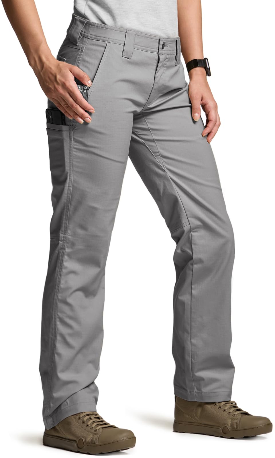CQR Women's Tactical Pants - Stretch Flex Outdoor Hiking Work Pants with Multiple Pockets, Water Resistant Ripstop Fabric for Camping, Hunting & Outdoor Adventures