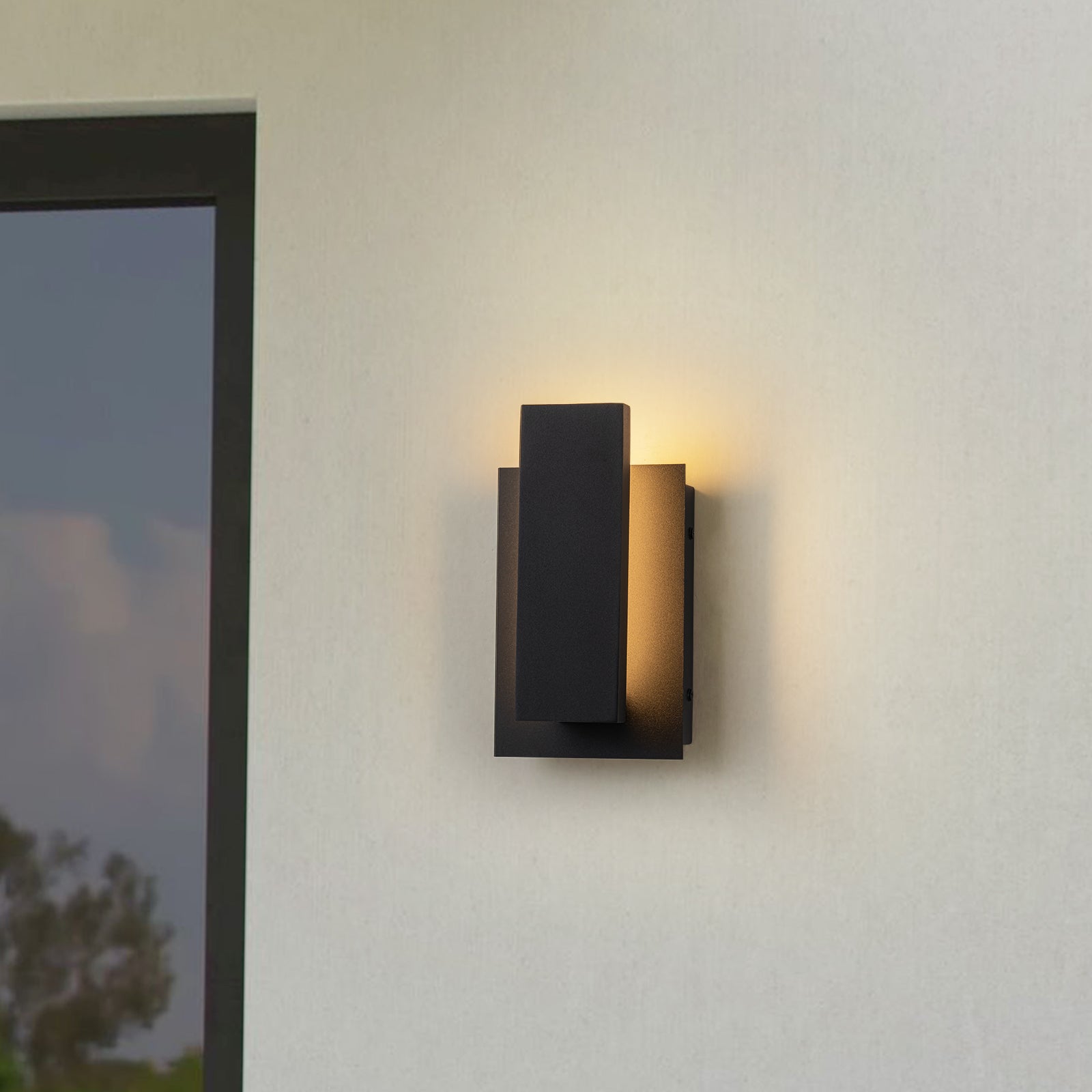 Glowlings 1 Light Modern Rectangular Matte Black LED Outdoor Wall Sconce - Waterproof Exterior Lighting for Porch, Patio, Garage & Entryway