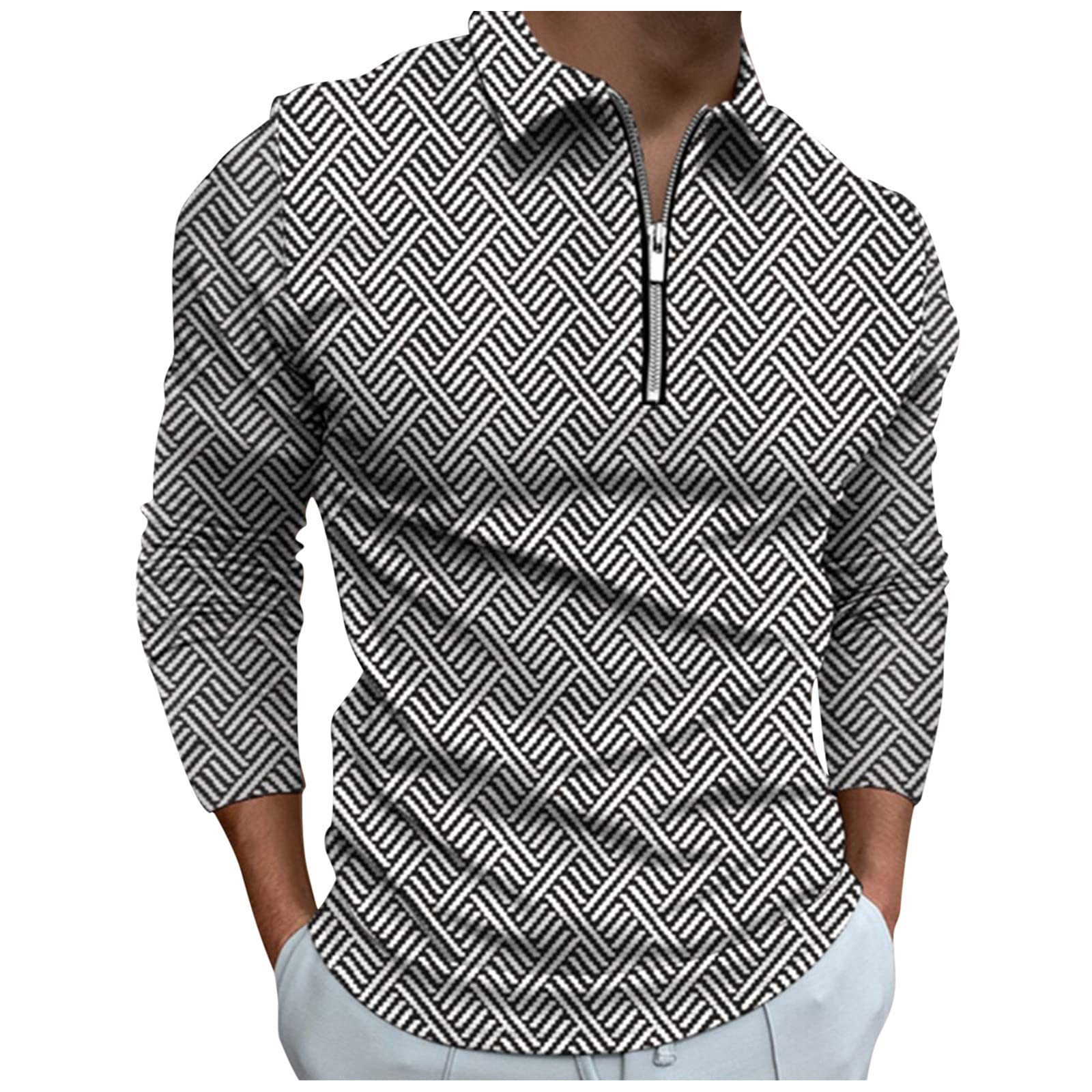 XZHDD Men's Slim Fit Striped Long Sleeve Polo Shirt - Business Casual Workwear for Fall & Winter | Office, Date Night, and Smart Casual Outfits