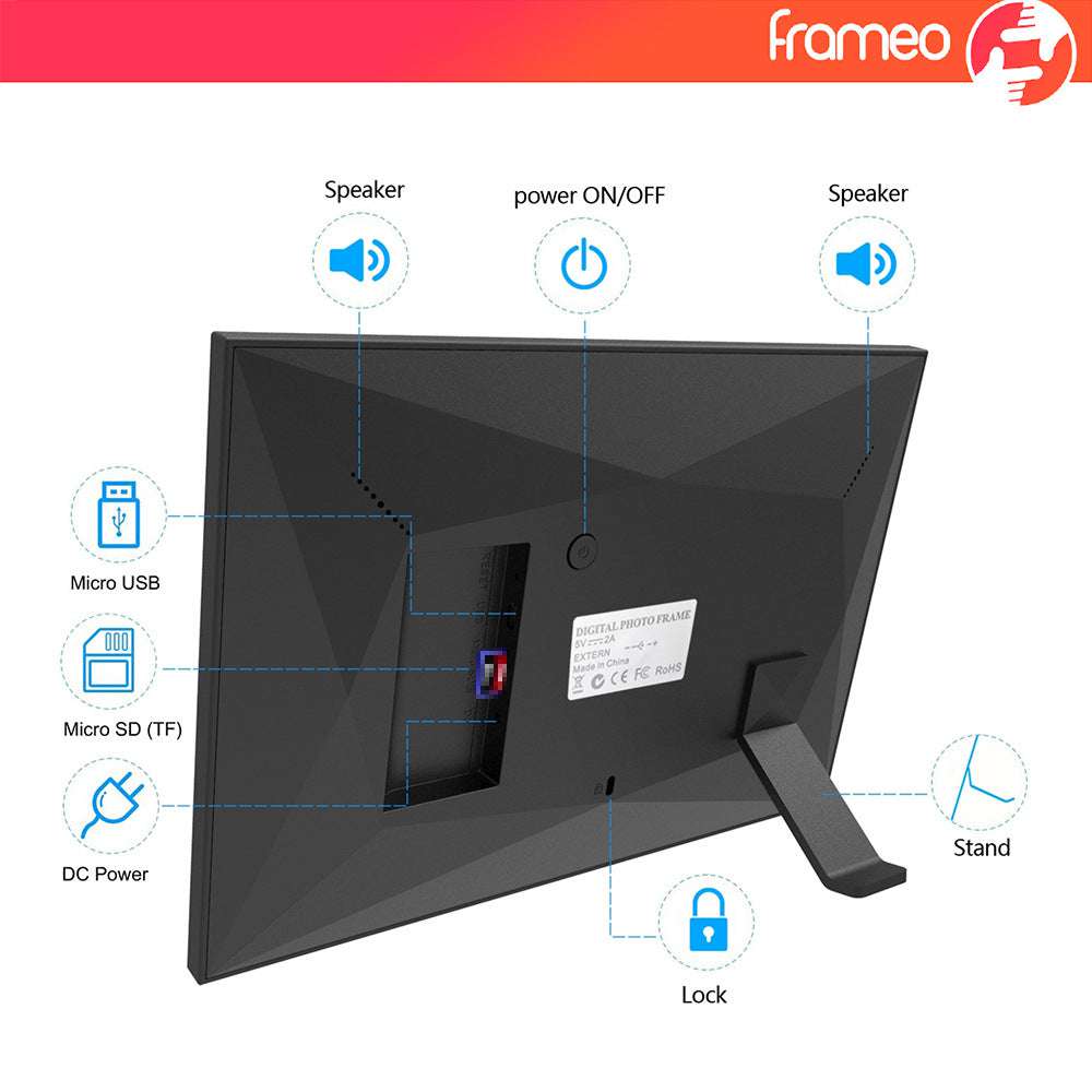 10.1 Inch WiFi Digital Picture Frame with Wooden Frame - 32GB Storage, IPS Touchscreen, App Remote Control - Perfect for Home Decor, Office Display & Gift Giving