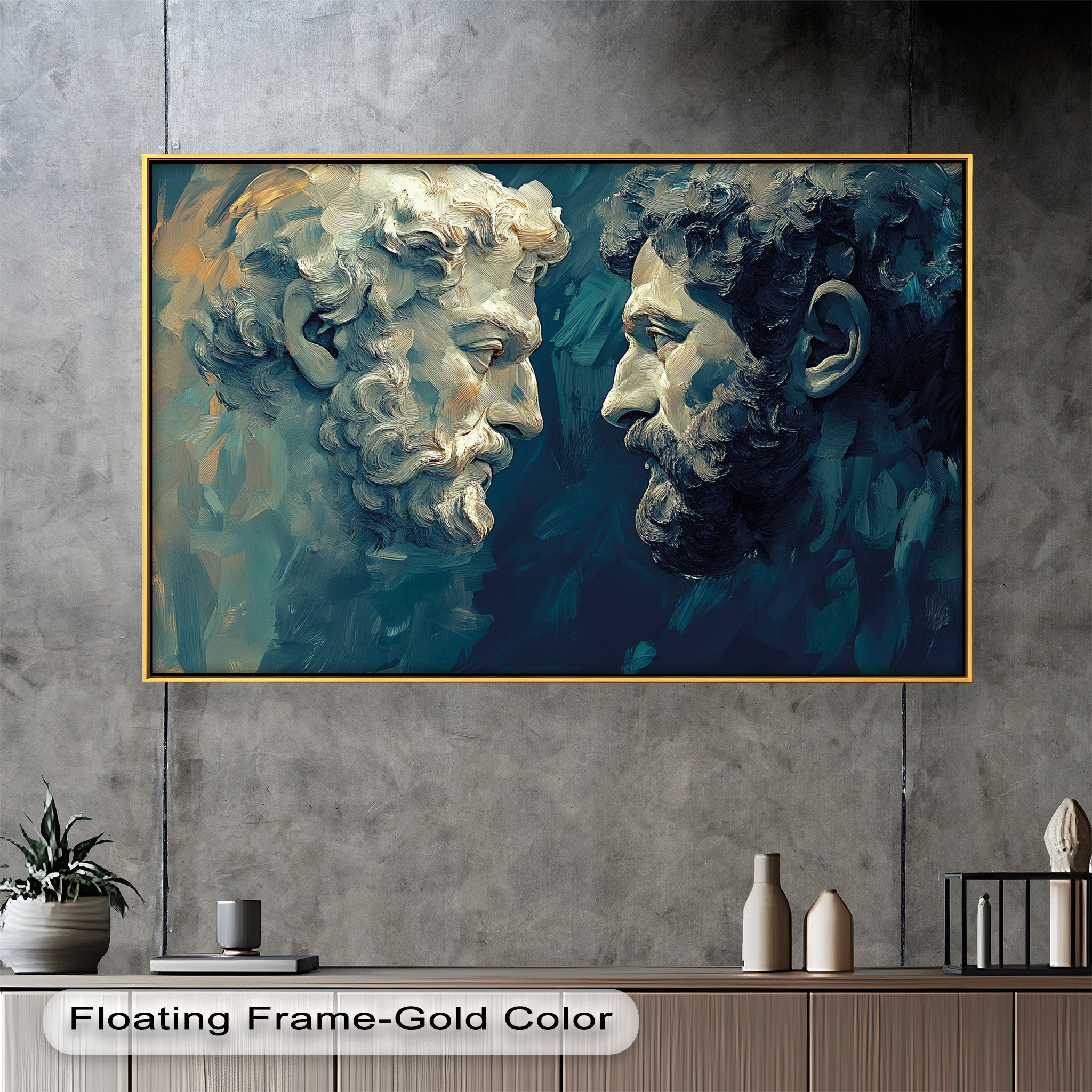 Clash of Titans Greek Mythology Oil Painting Wall Art - Ancient Gods Battle Scene Canvas Print for Living Room, Bedroom & Office Decor