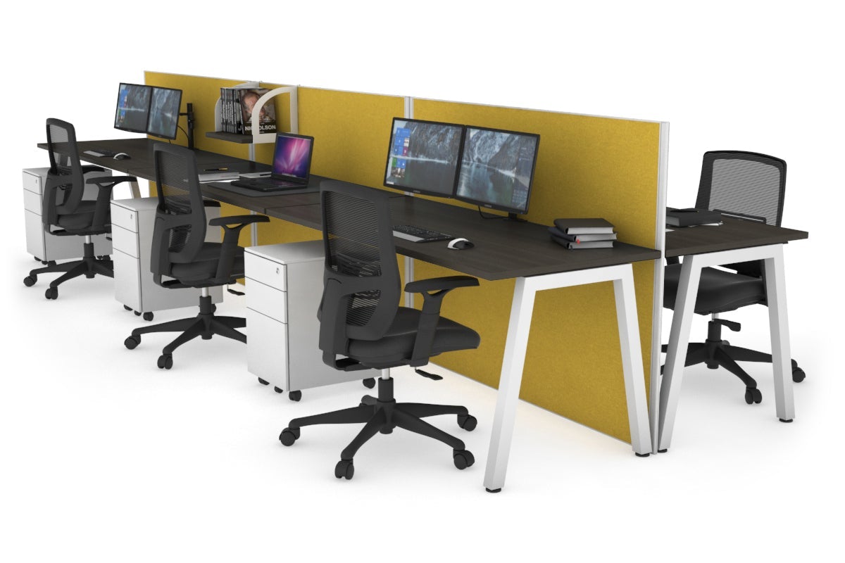 Horizon Quadro 6-Person Office Workstation Bench with A-Legs - 1200L x 700W Dimensions - Perfect for Conference Rooms, Coworking Spaces & Open Office Layouts