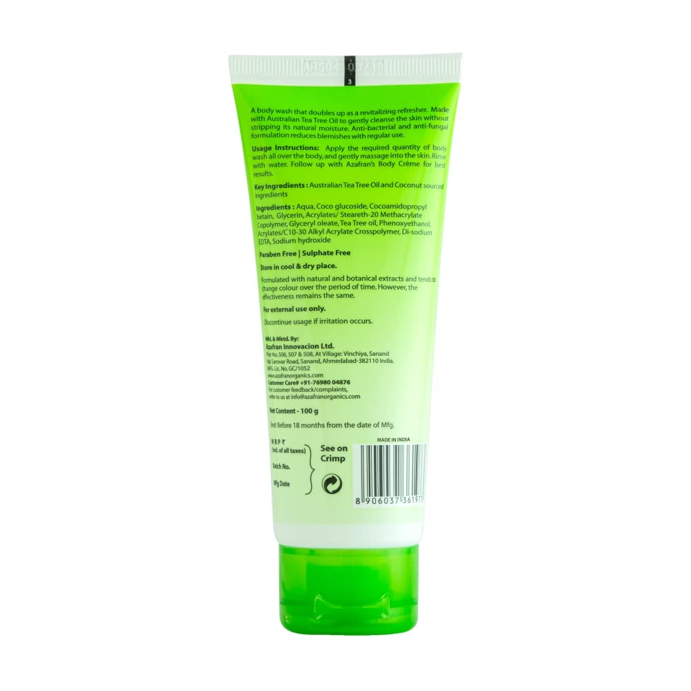 Organic Tea Tree Oil Body Wash with Australian Tea Tree & Coconut Oil - Anti-Fungal, Antibacterial & Odor Control for Men & Women | Sulfate & Paraben Free (100g) | Refreshing Shower Gel for Acne, Dry Skin & Daily Hygiene