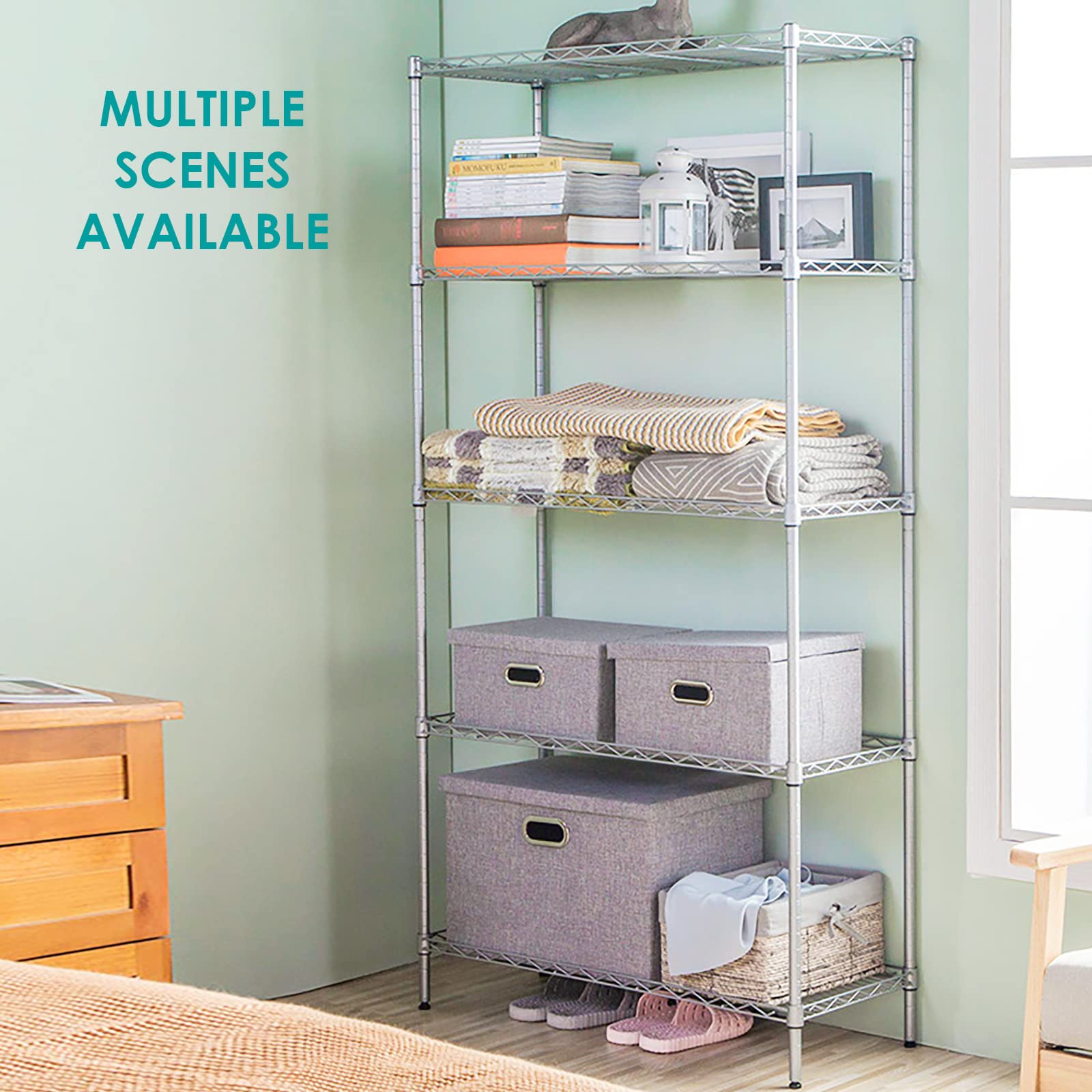 BNSPLY 5-Tier Adjustable Wire Shelving Unit - 13.5