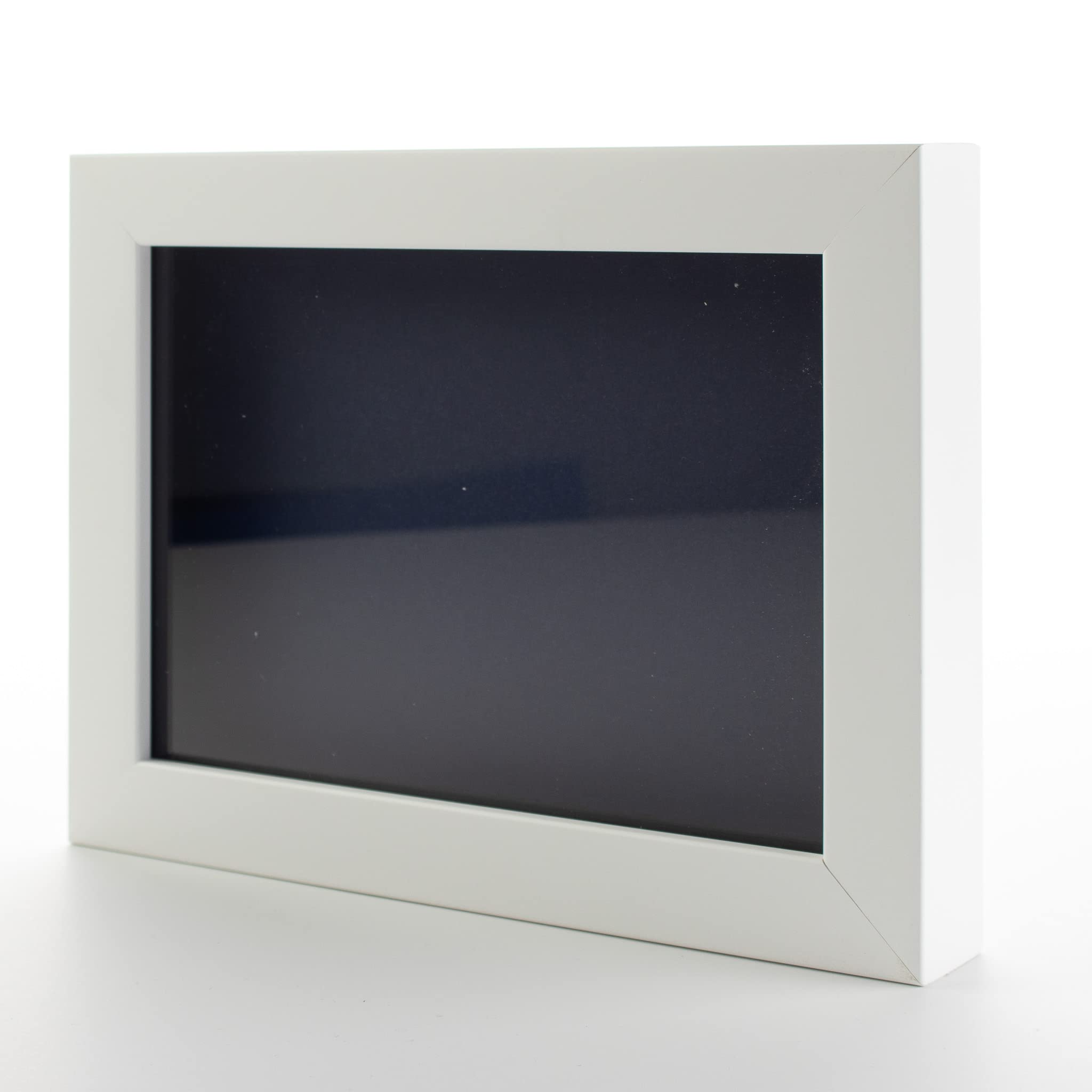14x28 White Solid Pine Wood Shadow Box Display Frame - Navy Acid-Free Backing, UV Protective Acrylic, 0.75