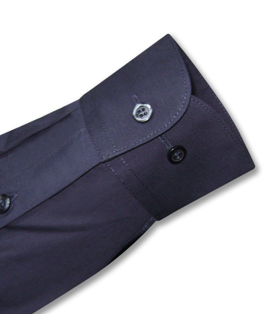 Biagio Men's 100% Cotton Navy Blue Dress Shirt with Convertible Cuffs - Formal & Business Attire for Office, Weddings & Special Occasions