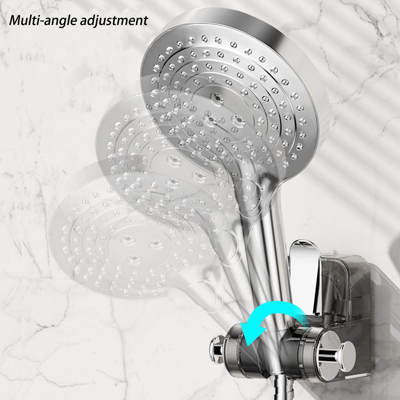 Belaudo Shower Holder with Strong Suction Cup - Wall Mount Shower Head Holder for Bathroom - White A - Perfect for Hands-Free Showering & Bathroom Organization