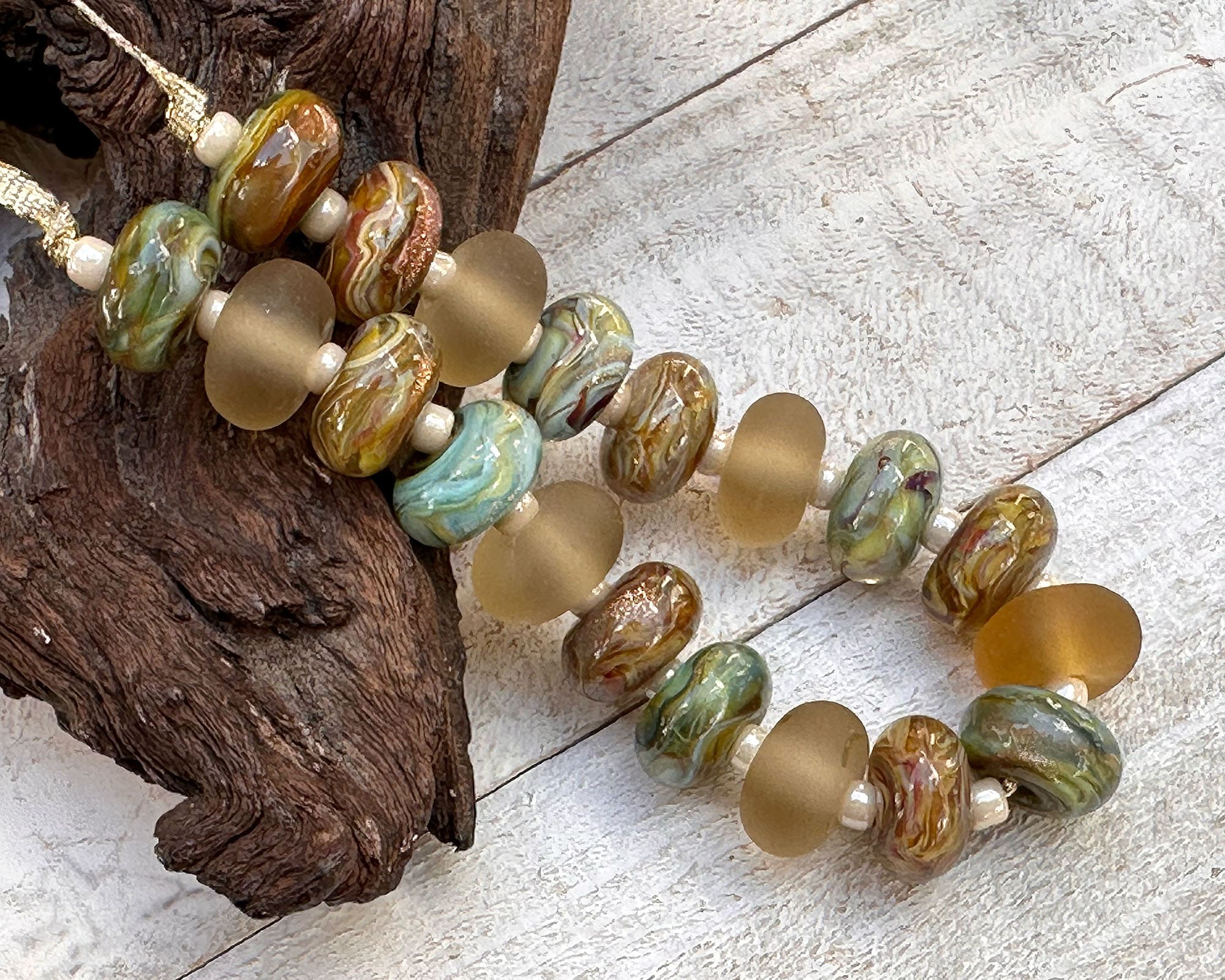 19pcs Green Topaz Swirl Glass Lampwork Beads for Jewelry Making - DIY Necklace, Bracelet, Earrings Craft Supplies - Perfect for Beading, Wire Wrapping & Gift Making Projects