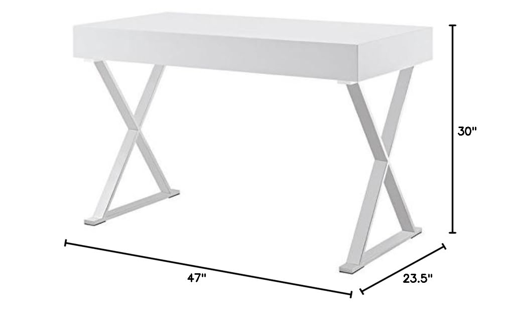 Hawthorne Collections Modern White Office Desk - Stylish & Functional Home Office Furniture for Work & Study