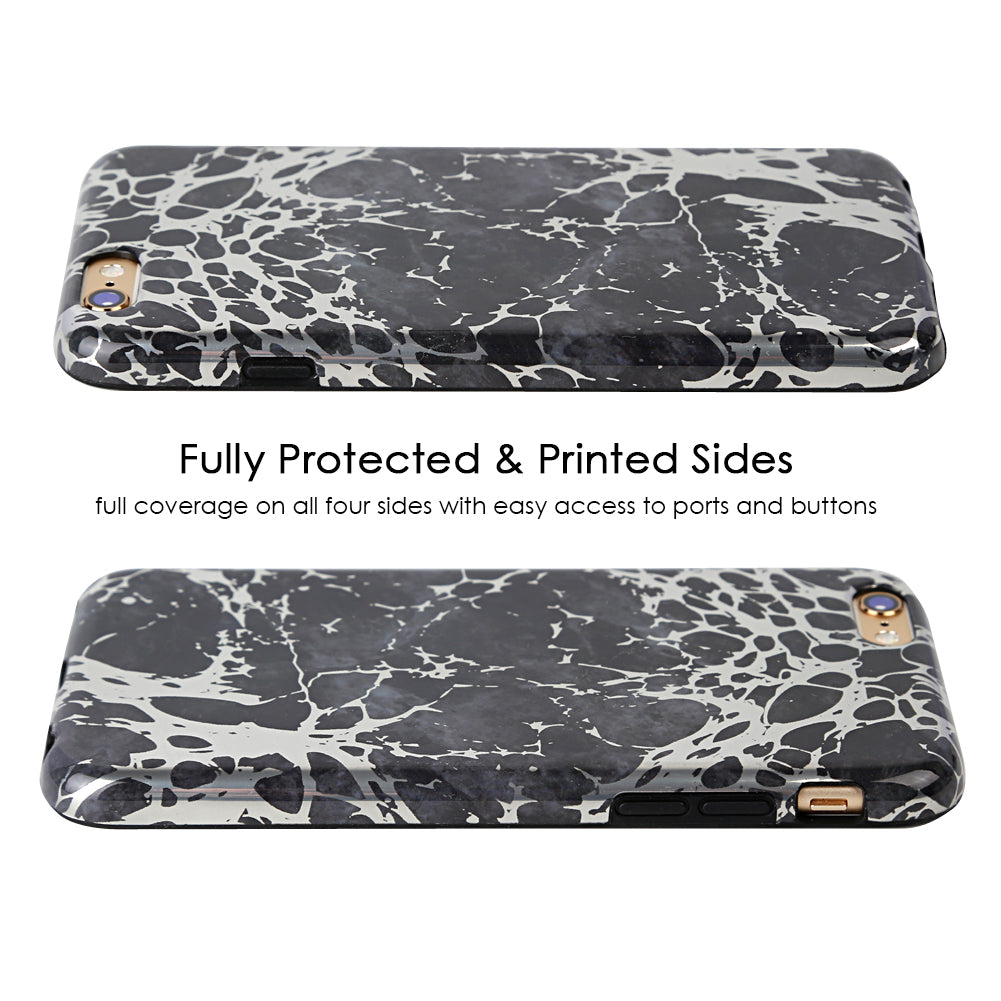 Black Marble Silver Chrome iPhone Case - Elegant & Durable Protective Cover for iPhone - Perfect for Work, Travel, and Everyday Use