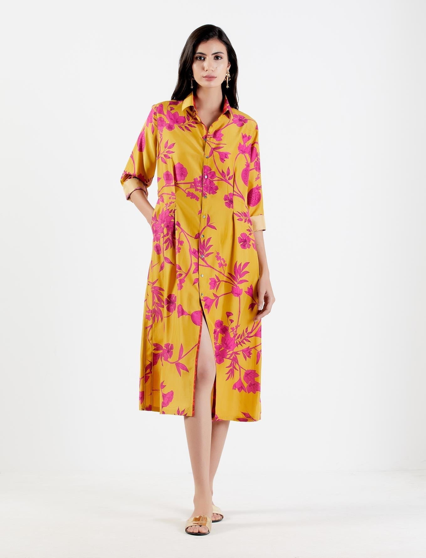 Elegant Pleated Silk Twist Sorbet Dress for Women | Summer Casual & Party Wear | Perfect for Office, Wedding & Special Occasions