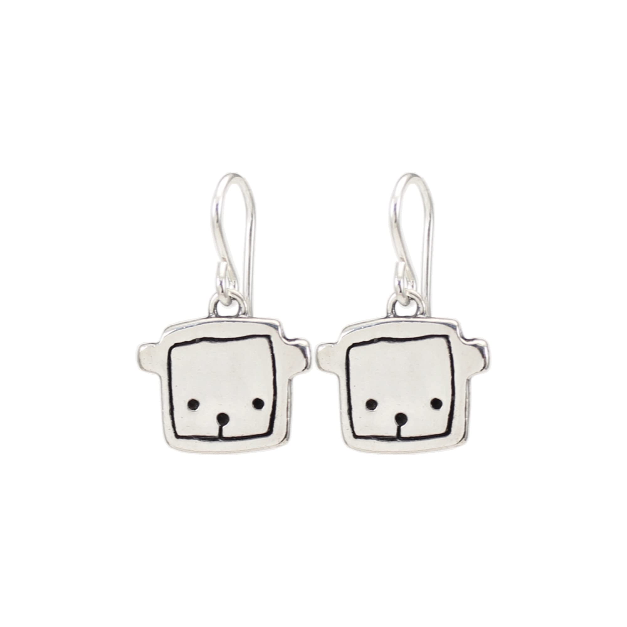 Mark Poulin Small Sterling Silver Bear Charm Earrings - 925 Silver Dangle Earrings for Women & Girls - French Hook Ear Wires - Perfect for Everyday Wear, Gifts & Special Occasions