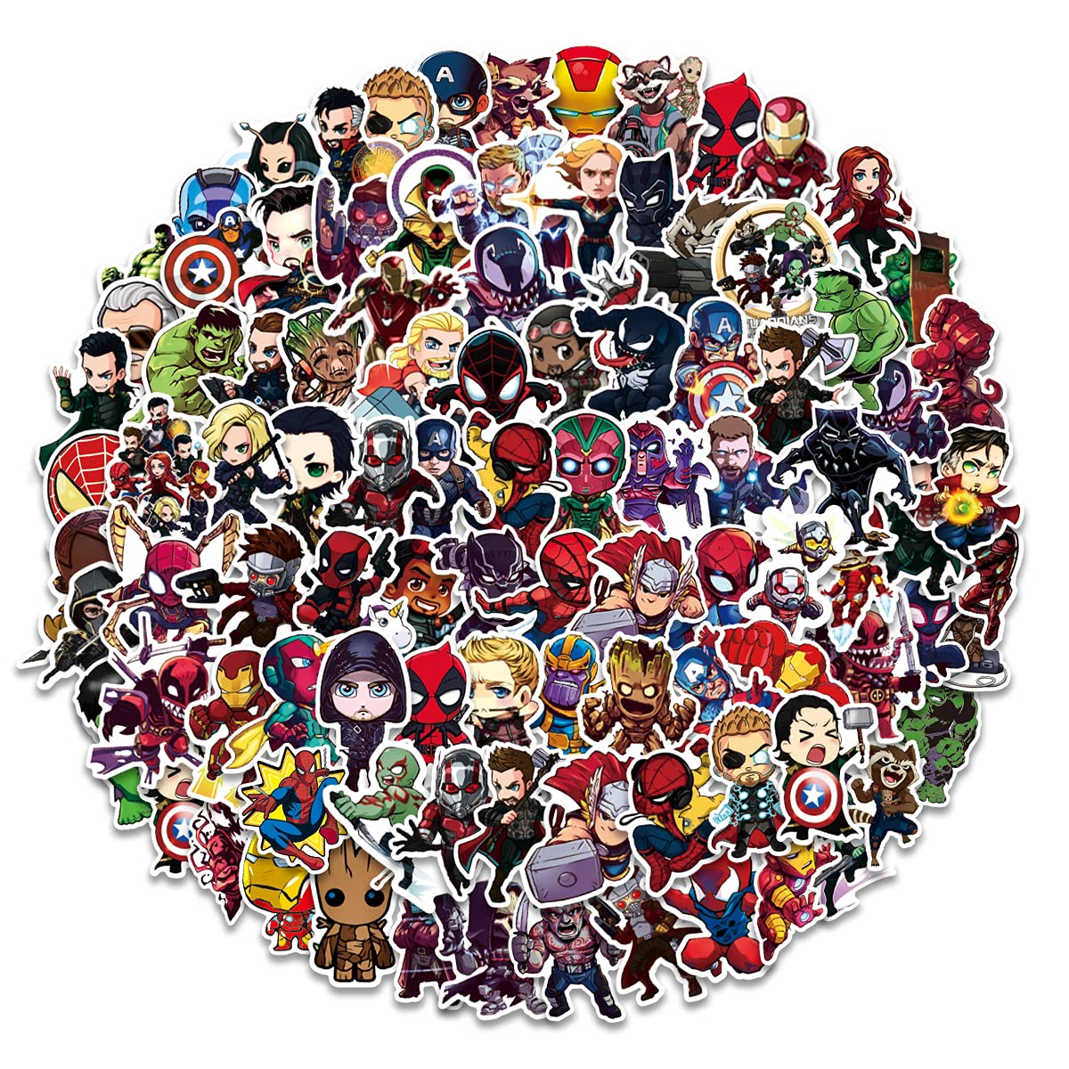 100Pcs Superhero Stickers for Teens - Avengers Decals, Waterproof Vinyl Stickers for Laptop, Water Bottle, Car, Cup, Computer, Guitar, Skateboard, Luggage, Bike - Perfect Gift for Kids & Teens - Great for School Supplies, DIY Crafts, and Room Decor