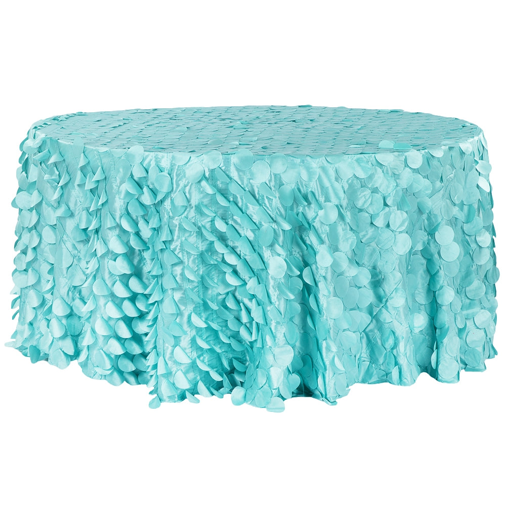 Elegant Petal Circle Taffeta Round 120-Inch Tablecloth in Light Turquoise - Perfect for Weddings, Banquets, and Formal Dining Events