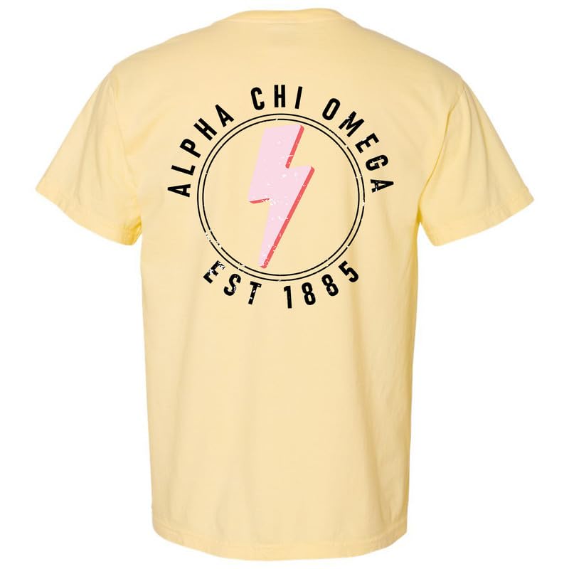 Alpha Chi Omega Comfort Colors T-Shirt | Sorority Pinkish Strike Tee for Women - Soft Cotton Crewneck Shirt for Greek Life, Campus Events & Sisterhood Bonding