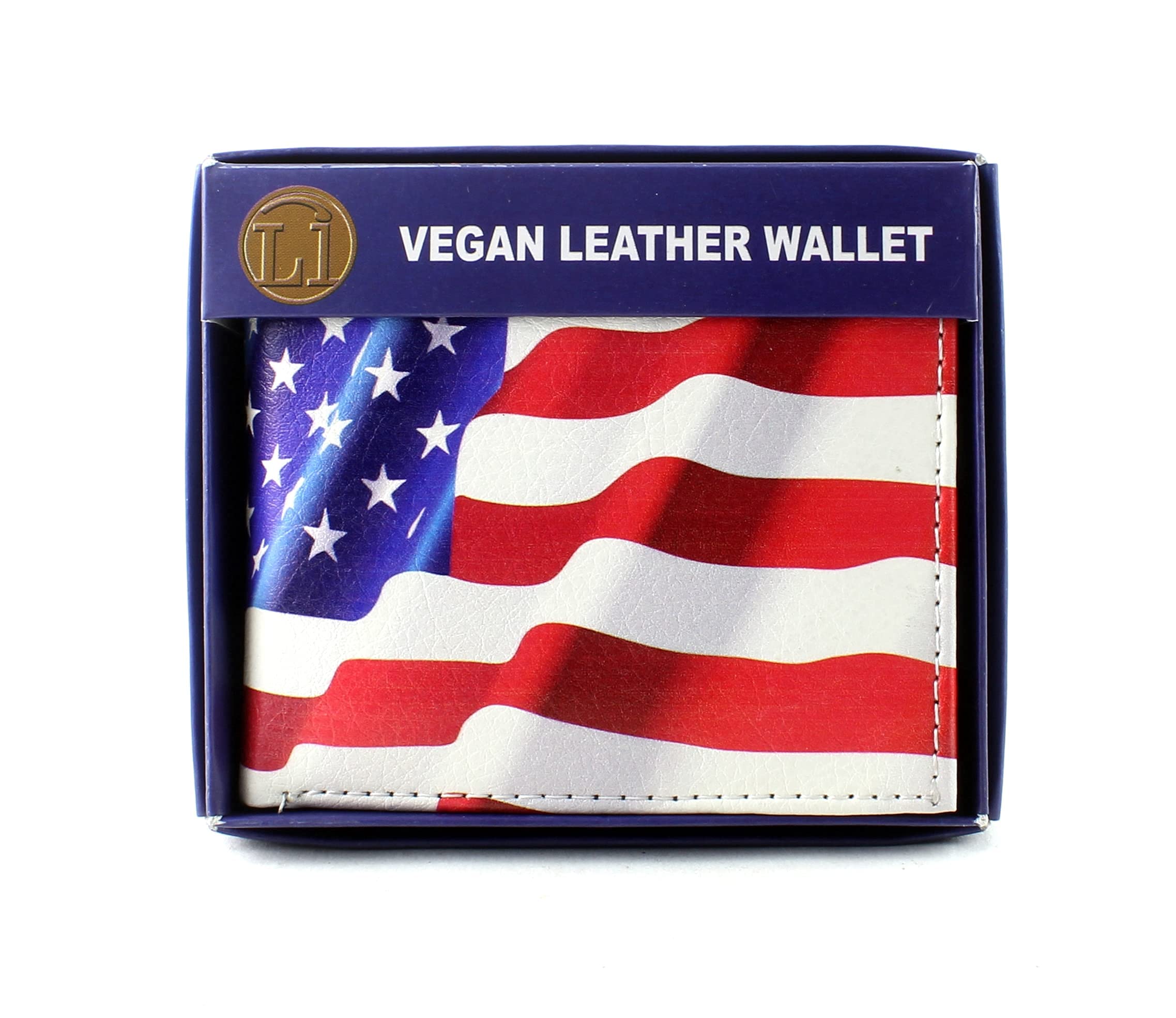 Men's Bifold Wallet - Vegan Leather RFID Blocking Slim Wallet with American Flag Design | 2 ID Windows, 7 Card Slots & Cash Pockets | Perfect Gift for Dad, Husband, Boyfriend | Ideal for Travel, Work & Everyday Use