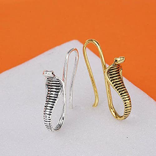 Ancient Gold & Silver Retro Egyptian Cobra Snake Drop Earrings for Women - Punk Jewelry Dangle Studs - Perfect for Costume Parties, Vintage Fashion & Boho Style Outfits