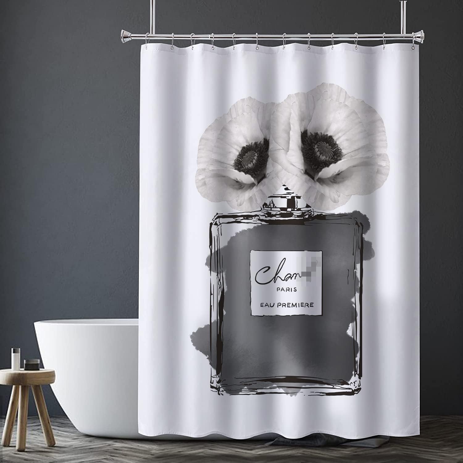 Luxury White Floral Shower Curtain - Waterproof Polyester Fabric Bathroom Decor with 12 Hooks, 72x72 Inches - Elegant Girly Design for Modern Bathrooms, Perfect for Home Spa & Relaxation