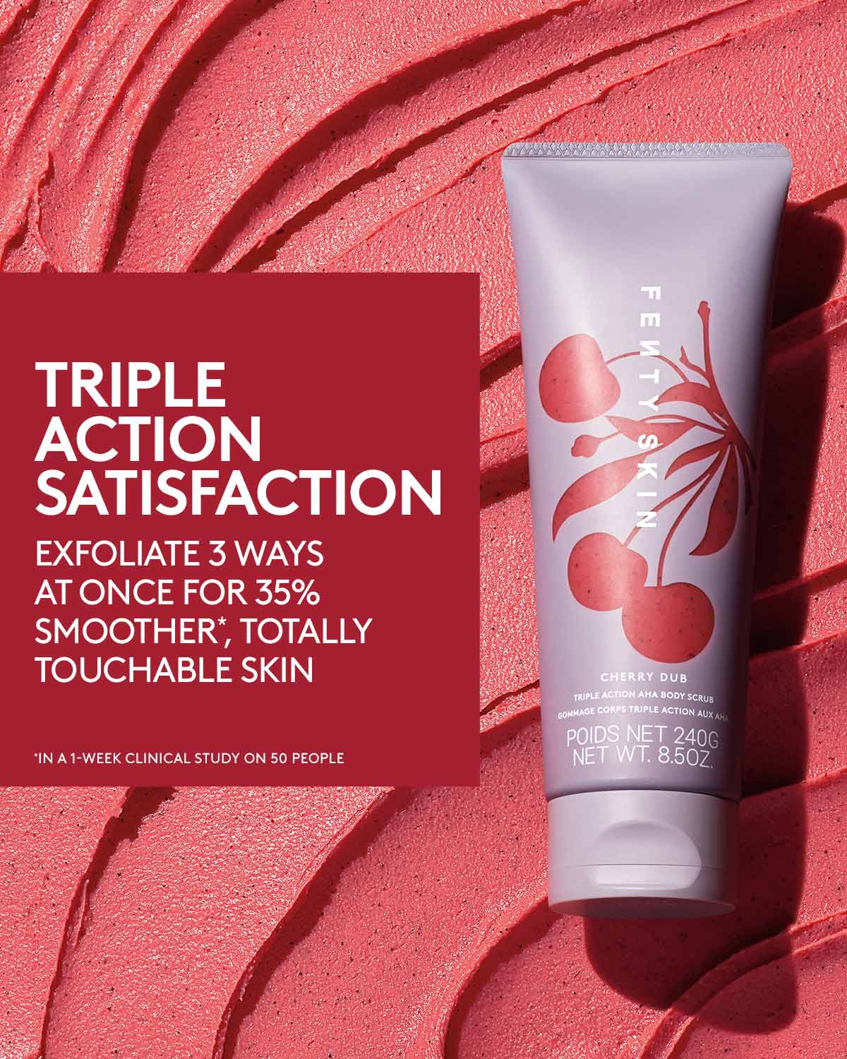 Cherry Dub Triple Action AHA Body Scrub - Exfoliating & Moisturizing Body Wash for Smooth Skin | Perfect for Dry Skin & Pre-Shave Exfoliation