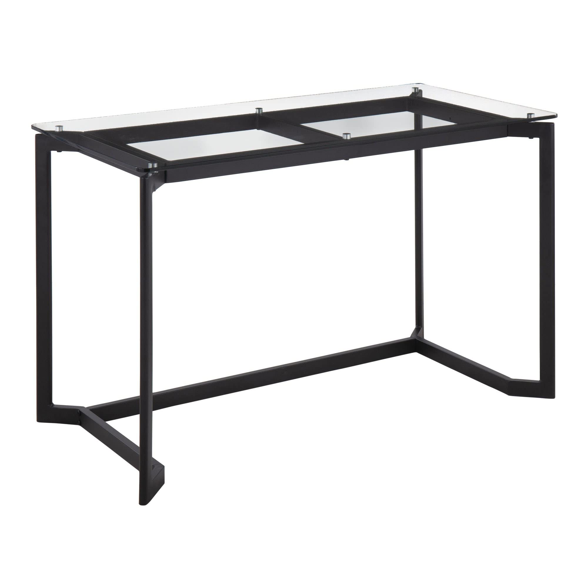 LumiSource Masters Glass Desk - Modern Home Office & Gaming Desk, Small Black Computer Desk for Bedroom, Mid Century Style Workspace | Perfect for Remote Work, Online Classes & Compact Spaces