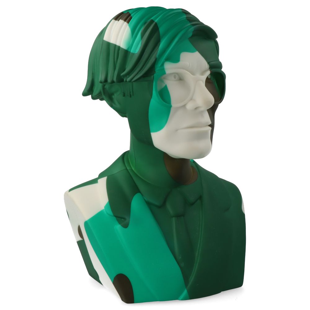 Andy Warhol Bust Statue - Green Camouflage Version | Pop Art Home Decor | Perfect for Art Galleries, Collector Displays & Modern Interior Design