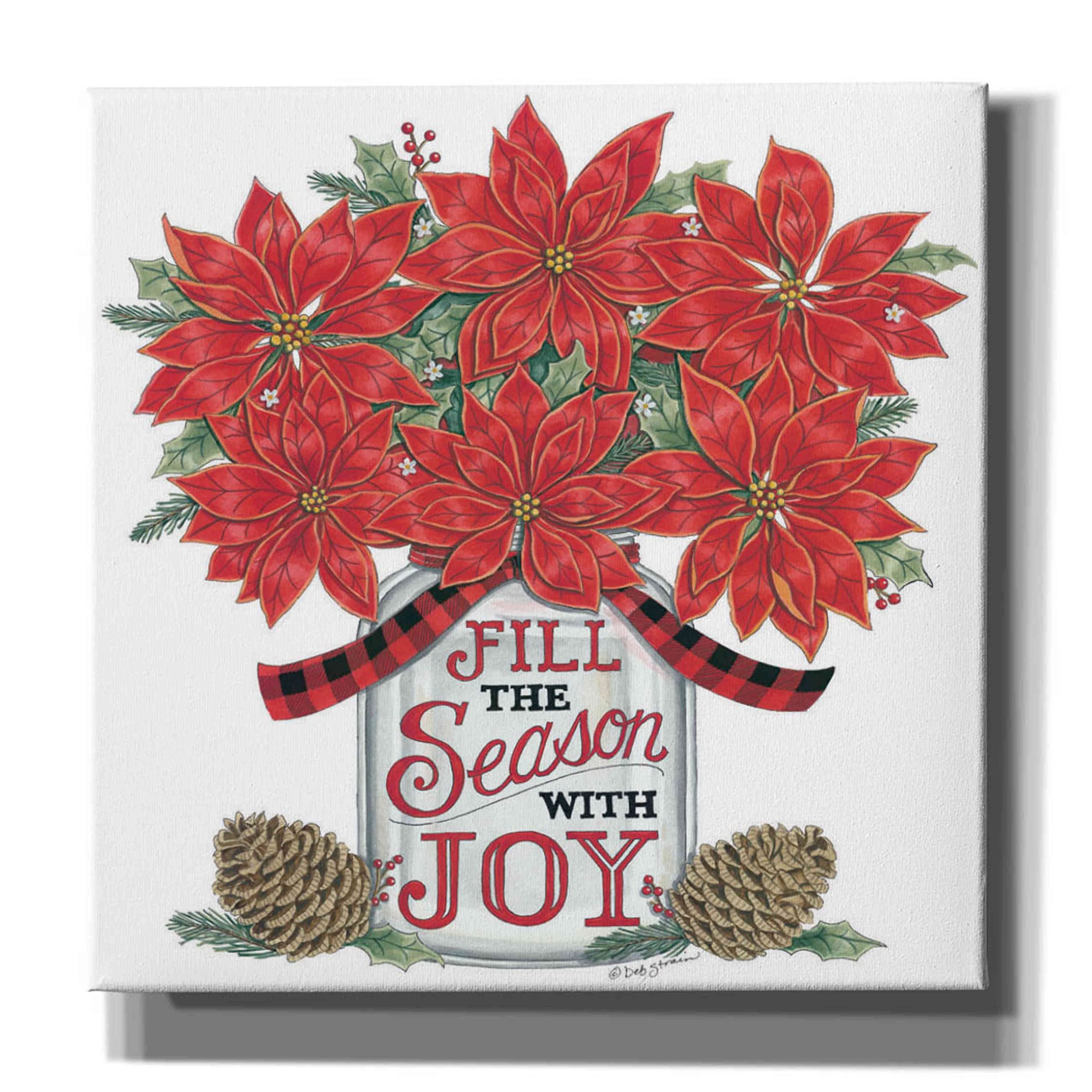 Deb Strain Epic Graffiti 'Fill the Season Poinsettia Jar' Canvas Wall Art - 37x37 Inch Christmas Holiday Home Decor - Perfect for Living Room, Bedroom & Office Wall Decoration