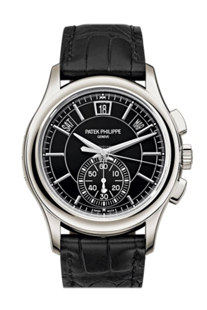 Patek Philippe Complications 5905P Platinum Men's Watch with Black Dial & Annual Calendar - Luxury Dress Watch for Business & Formal Occasions