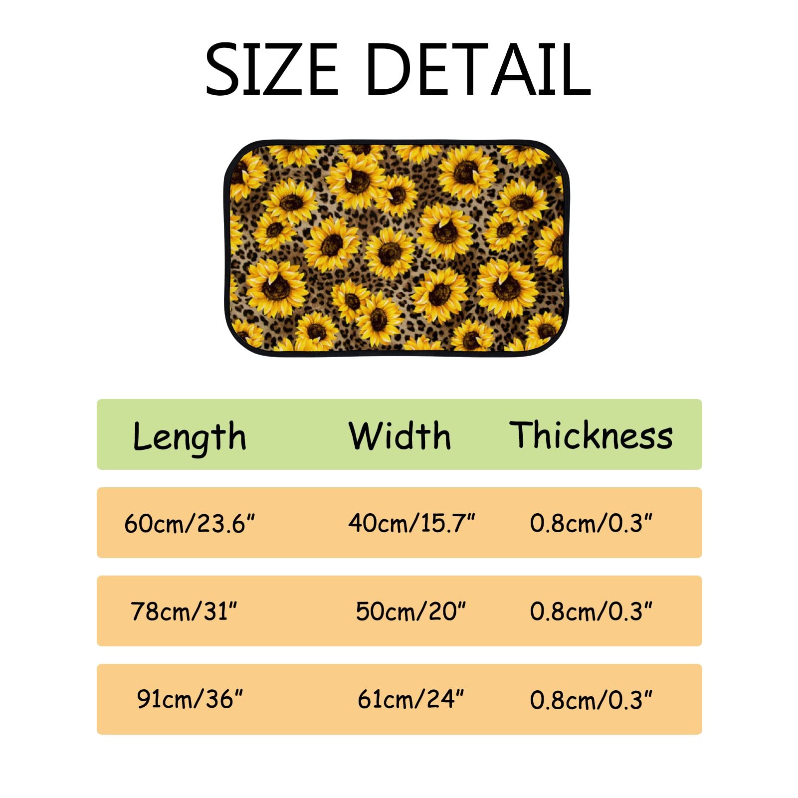 Soft Foam Non-Slip Washable Sunflower Speckled Area Rug - 23.6x15.7 Inch Kitchen & Bath Mat for Home Decor, Indoor/Outdoor Use - Perfect for Living Room, Bedroom, Entryway & Patio