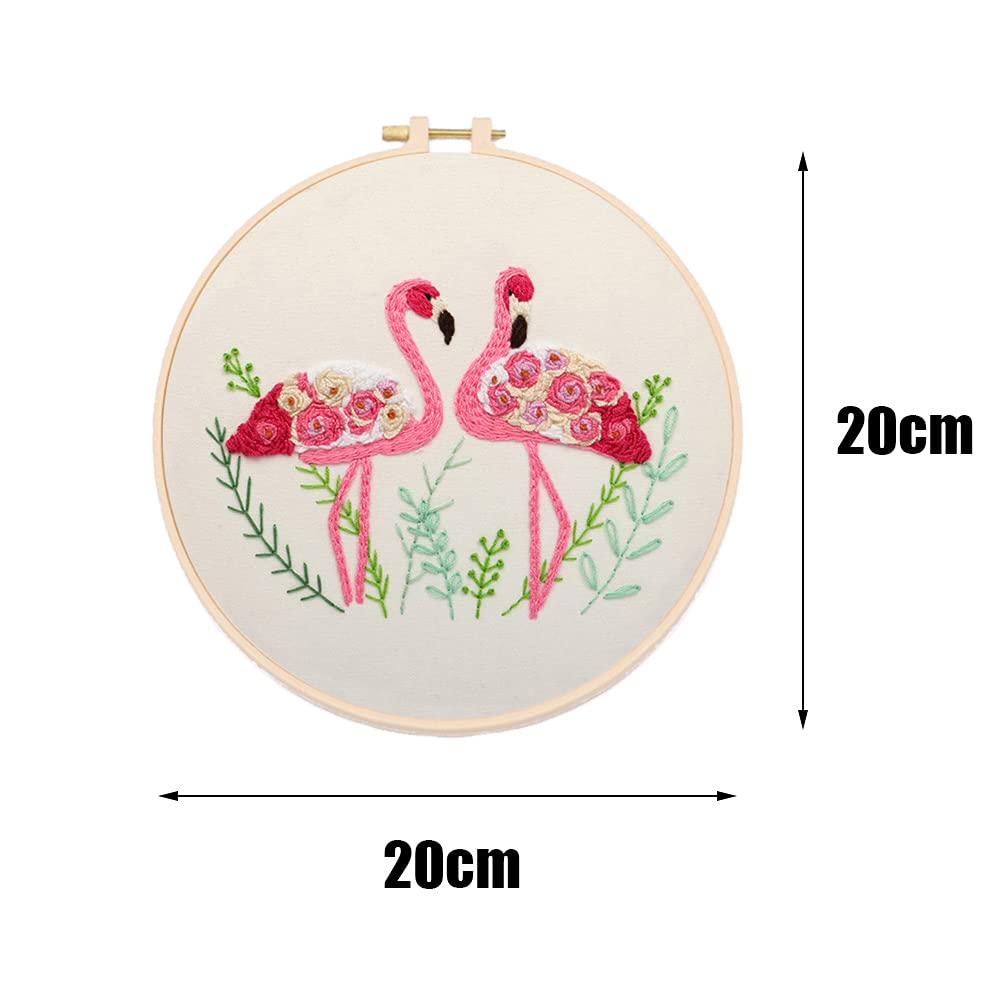 YANCAIYUNL Flamingo Cross Stitch Embroidery Kit for Beginners - DIY Handmade Needlework Starter Kit with Tools for Adults - Perfect for Home Decor, Gifts & Relaxation