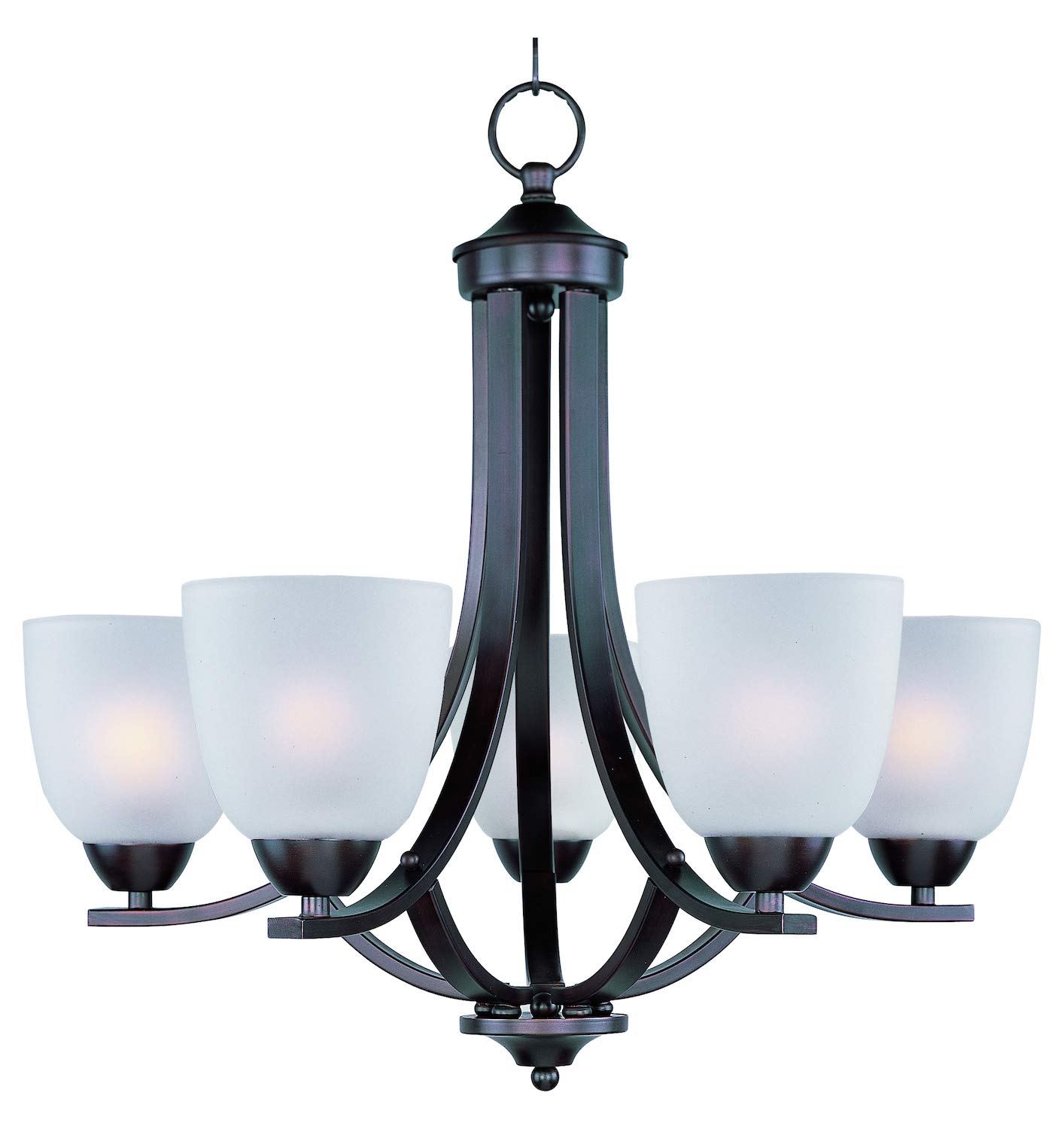 5-Light Oil Rubbed Bronze Frosted Glass Chandelier - Elegant Ceiling Lighting Fixture for Dining Room, Bedroom, or Living Room Decor