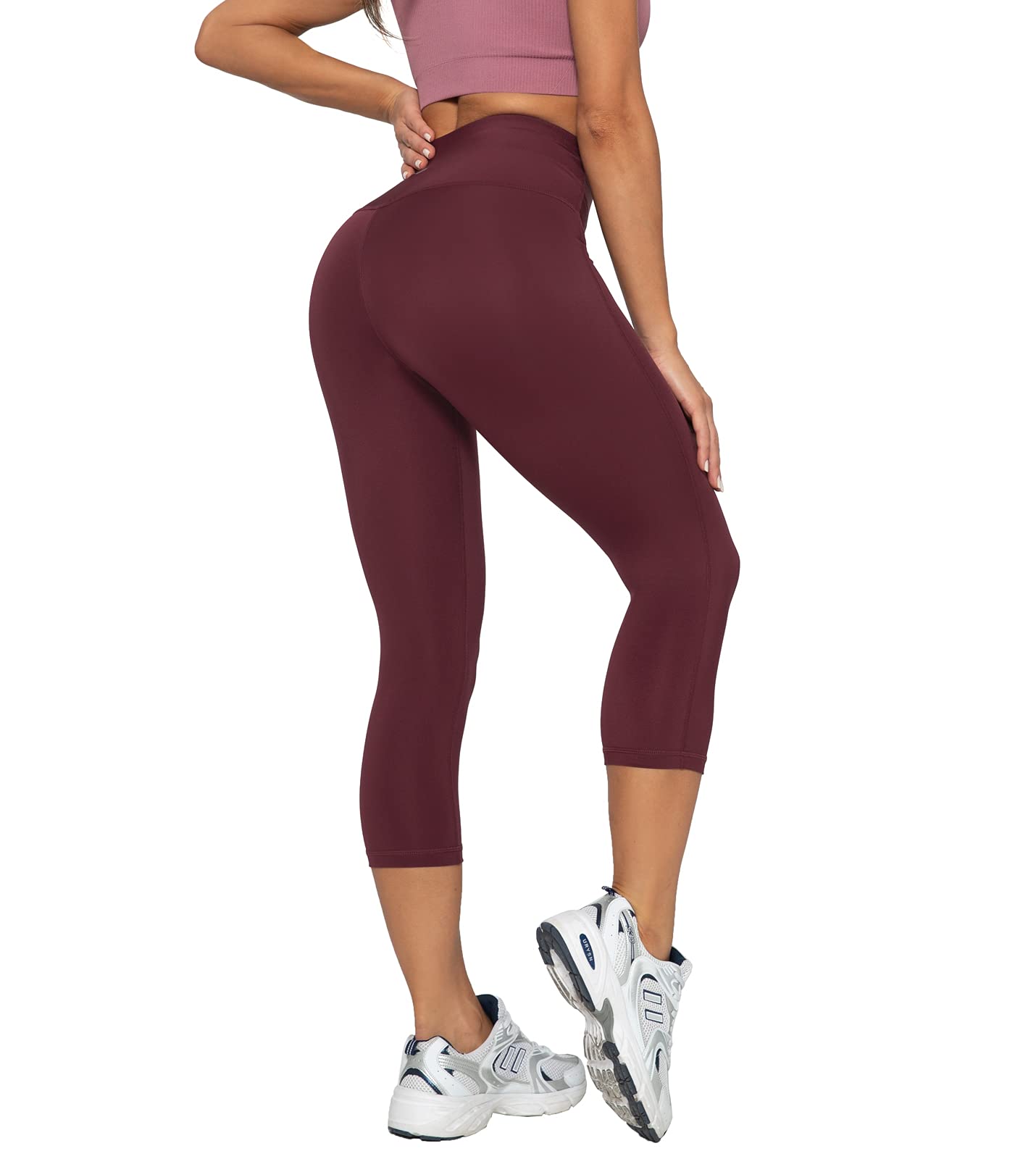 LAPASA High Waist Yoga Capri Leggings for Women - Tummy Control Workout Pants with Side Pockets | Perfect for Yoga, Running, Gym & Casual Wear | L02B1