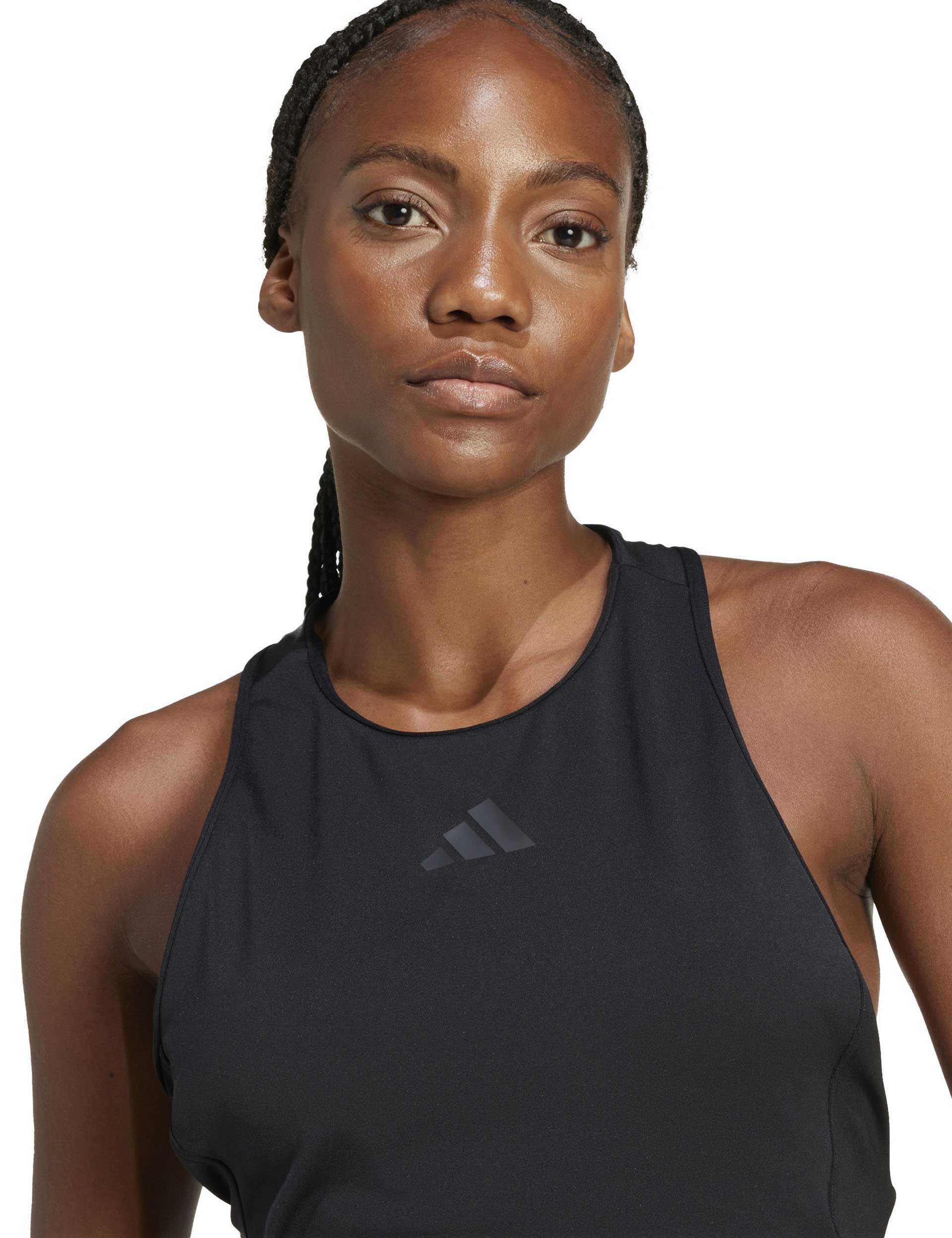 Power 3 Stripes Racerback Sports Bra Tank Top - Black - Workout, Yoga & Gym Essential for Women