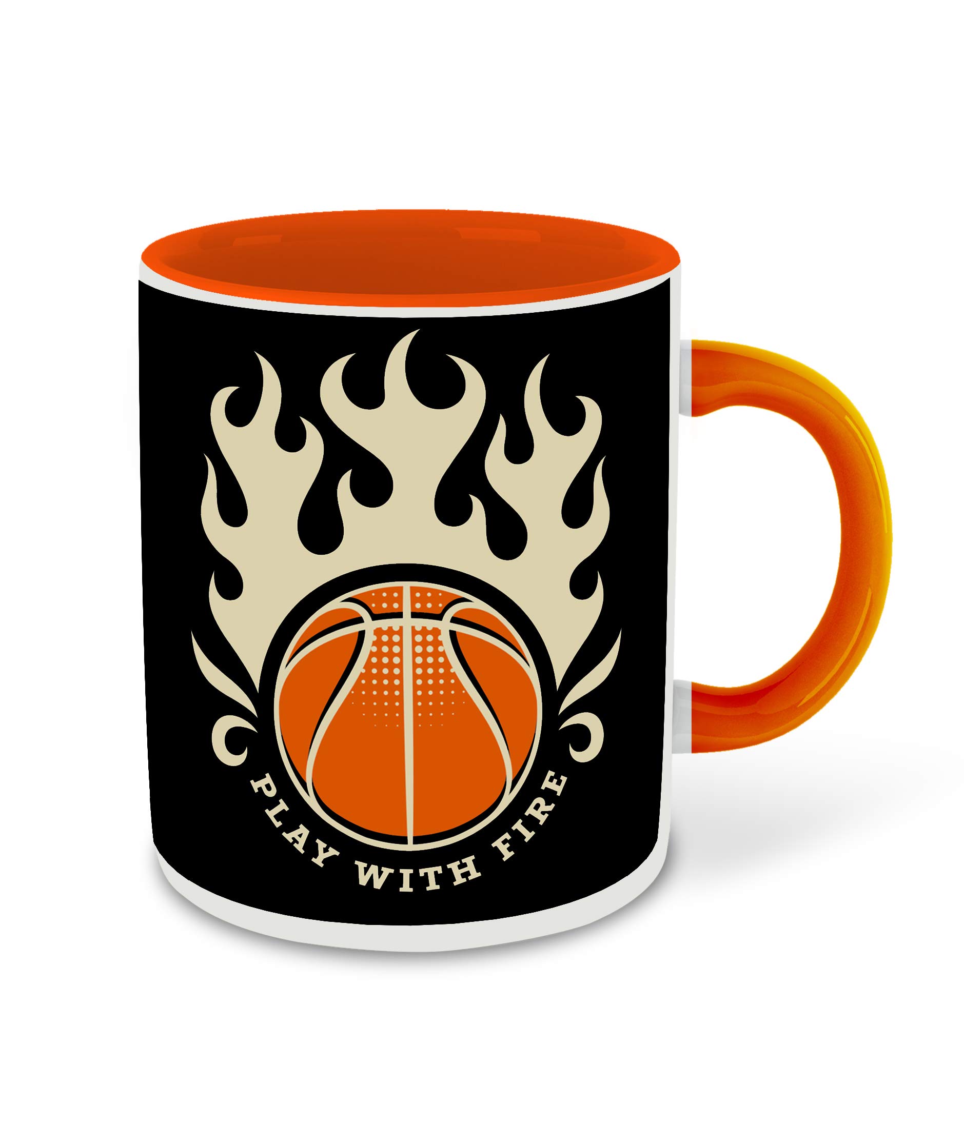 WHATS YOUR KICK® Orange Basketball Inspired Ceramic Mug - 15oz Coffee Tea Milk Cup with Motivational Quotes | Perfect Gift for NBA Fans, Sports Enthusiasts & Hobbyists | Great for Game Day, Office Use & Home Decor (Set of 7)