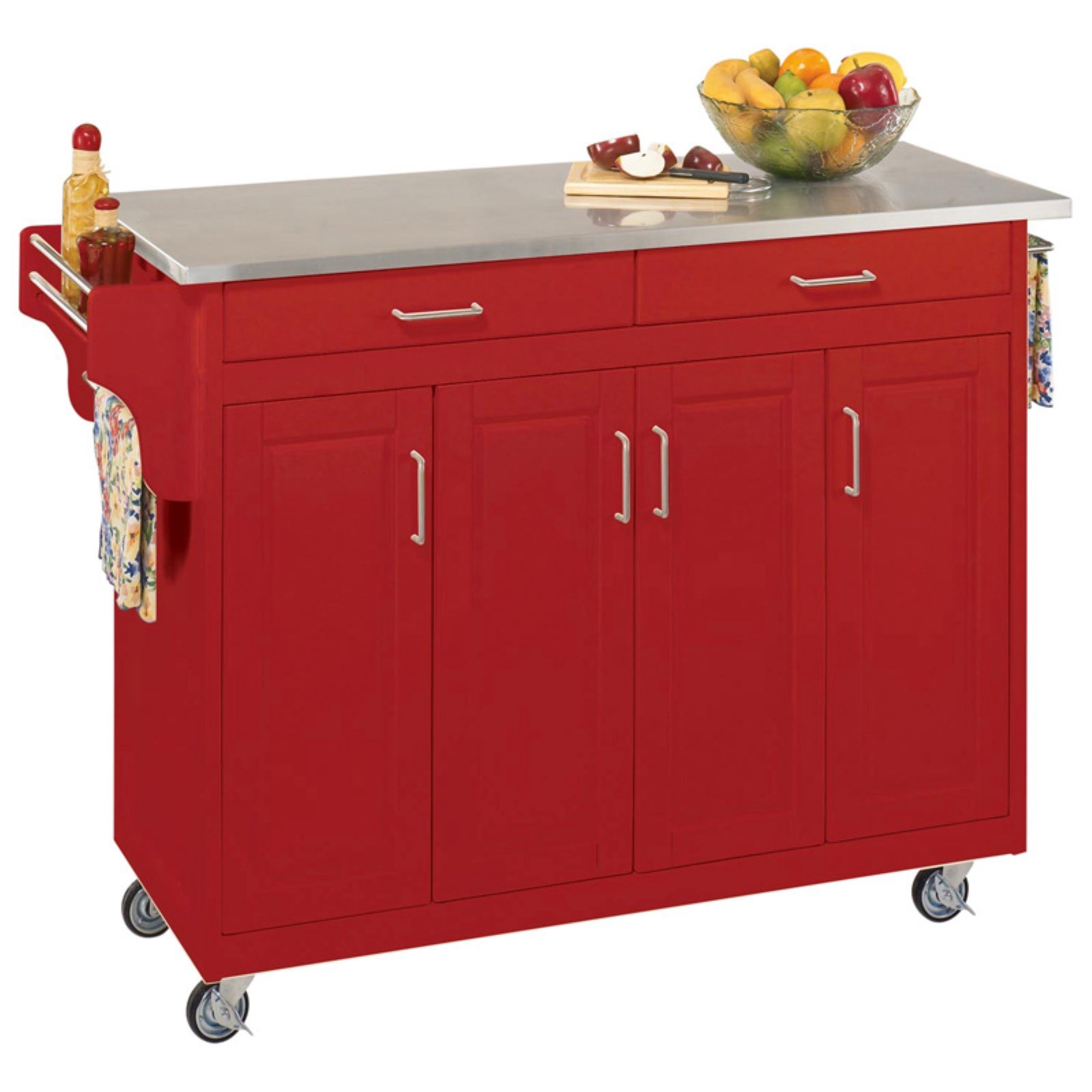 Homestyles Black Kitchen Cart with Wheels - Portable Rolling Island for Small Spaces, Countertop Storage & Dining Prep - Perfect for Apartments, Dorms & Compact Kitchens