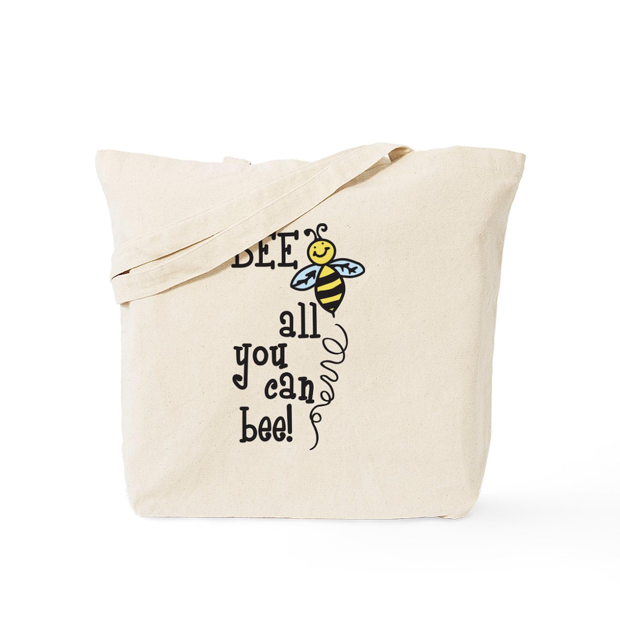 All You Can Bee Tote Bag - Natural Canvas Reusable Shopping Bag for Groceries, Beach & Farmers Market | Eco-Friendly Cotton Tote with Bee Design