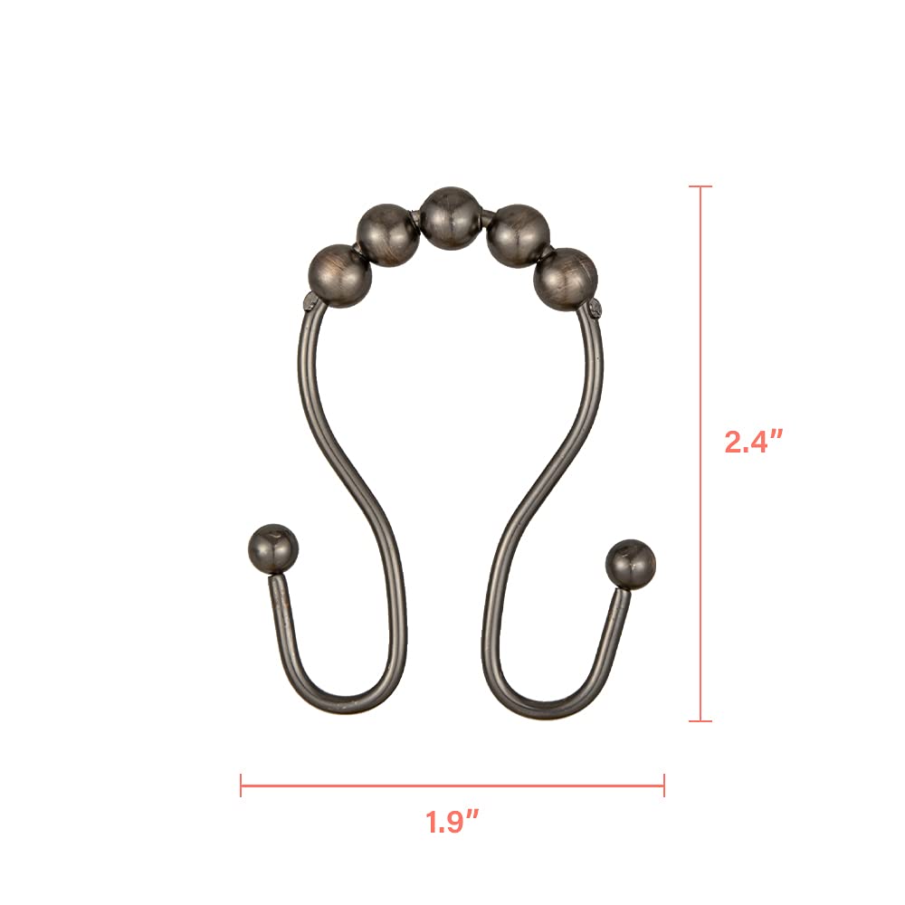 Utopia Alley Double Shower Curtain Hooks - 12 Pack Rustproof Bathroom Shower Rings for Curtains & Liners in Oil Rubbed Bronze - Perfect for Bathroom Organization & Space Saving