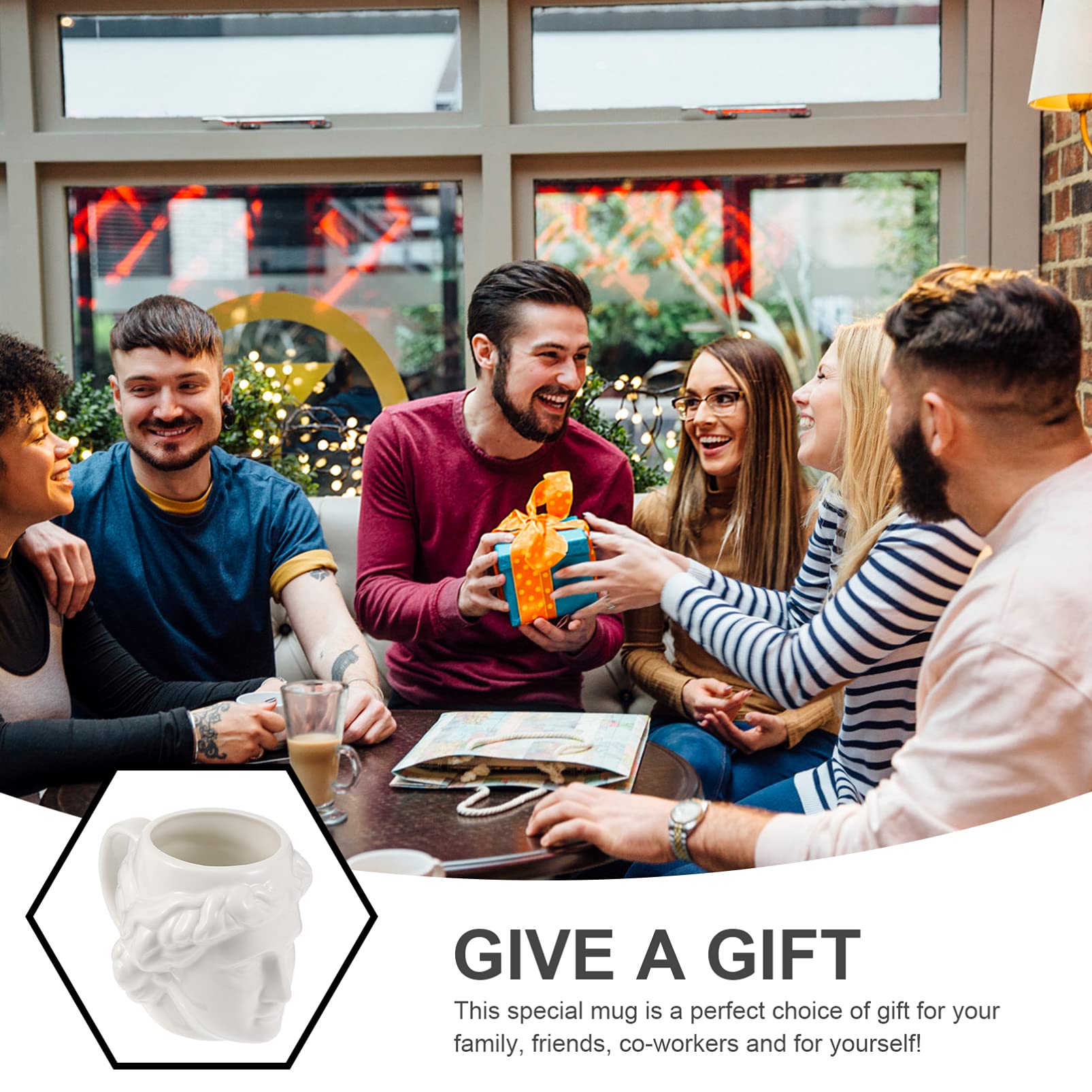 DOITOOL David Head Mug - Greek Statue Inspired Ceramic Coffee Cup for Morning Tea & Milk | Decorative Porcelain Goblet for Home & Office | Perfect Gift for Art Lovers & Coffee Enthusiasts