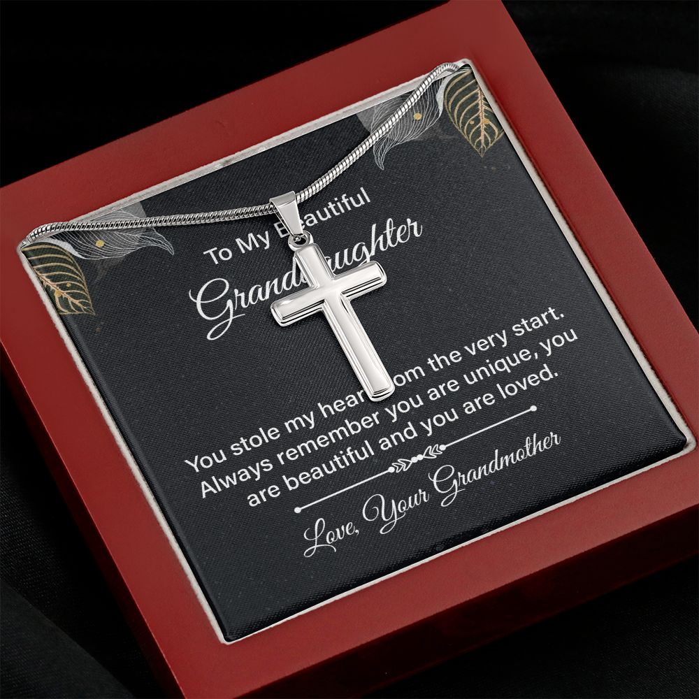 Stainless Steel Cross Necklace - Thoughtful Gift for Granddaughter from Grandmother | Perfect for Birthdays, Baptisms & Special Occasions