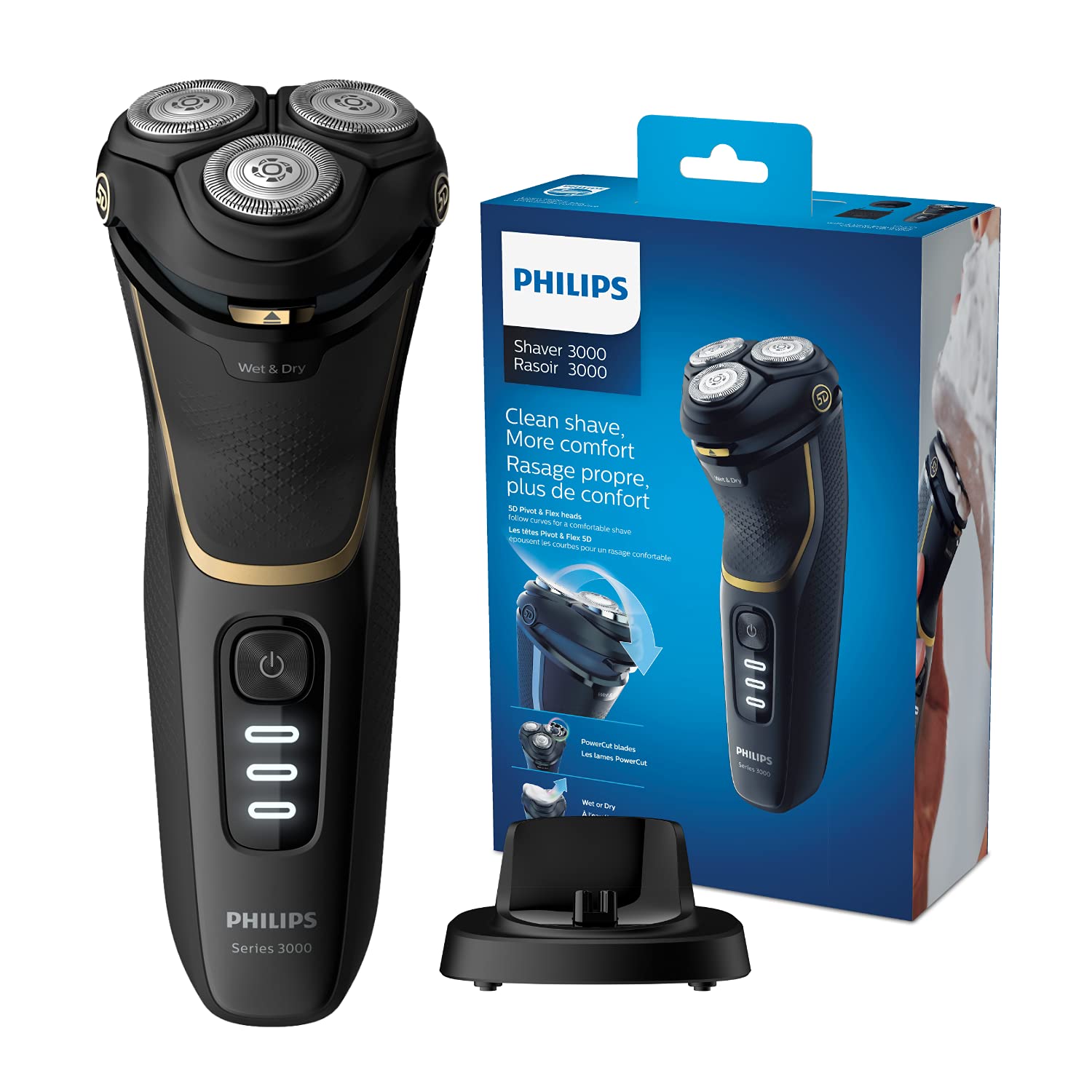 Philips Electric Shaver Noir Gold - 350g Rechargeable Men's Razor for Smooth Shaving at Home & Travel | Perfect Gift for Dad & Husband