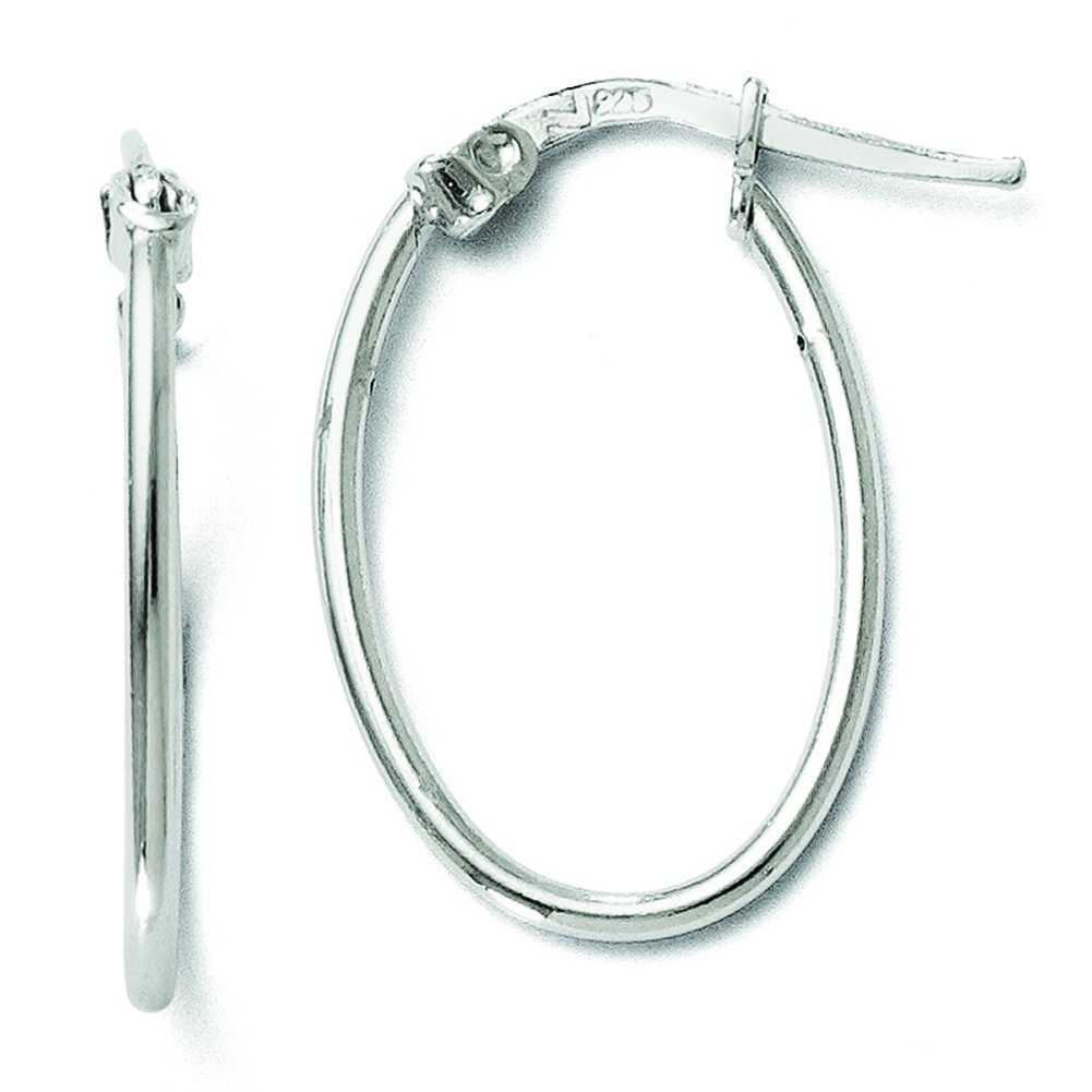 Sterling Silver Oval Polished Hinged Hoop Earrings for Women - Elegant Everyday Jewelry Gift for Her - Perfect for Work, Date Night & Special Occasions