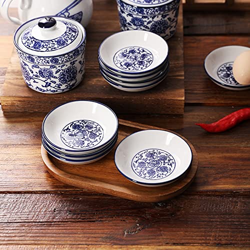 Blue and White Ceramic Appetizer Plates - Small Serving Dishes for Seasoning, Desserts, Snacks - Perfect for Parties, Tea Time, and Home Dining Decor