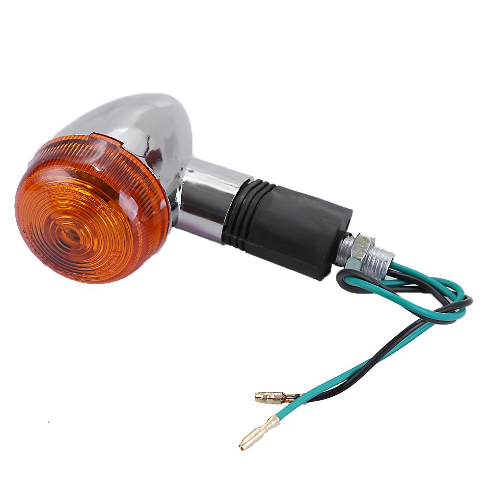 4PCS Amber Chrome Bullet Motorcycle Turn Signals - Front & Rear LED Blinker Indicator Lights Replacement for Honda, Harley, Kawasaki, Suzuki, Yamaha Cruiser & Bobber - Enhanced Visibility for Night Riding & Safety