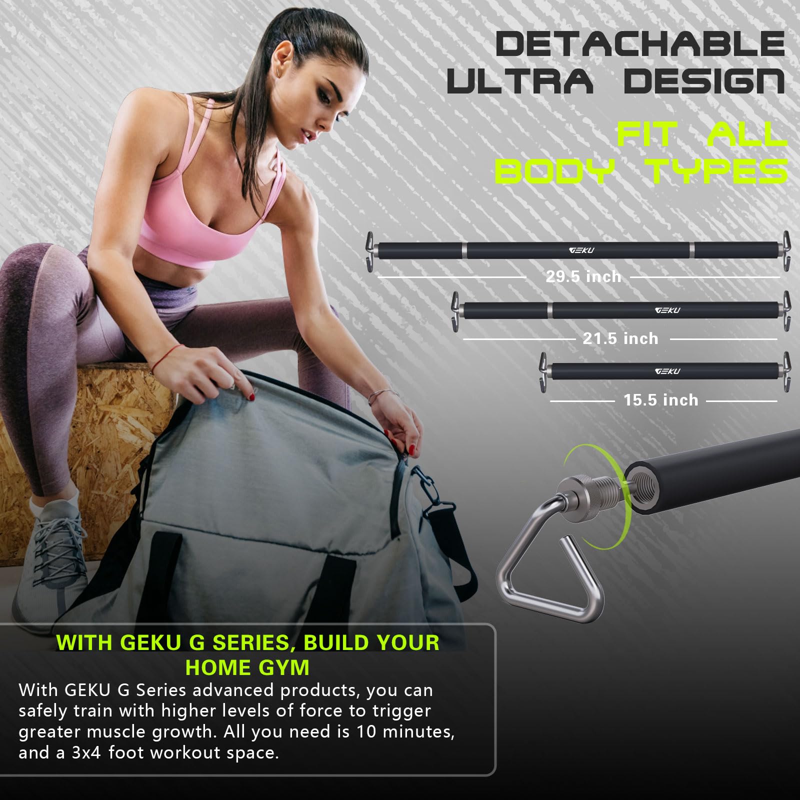 Adjustable Resistance Band Bar - Heavy Duty Detachable Workout Bar for Strength Training, Core Exercises & Home Gym | Max Load 800 lbs | Perfect for Home Workouts, Outdoor Fitness & Cross Training