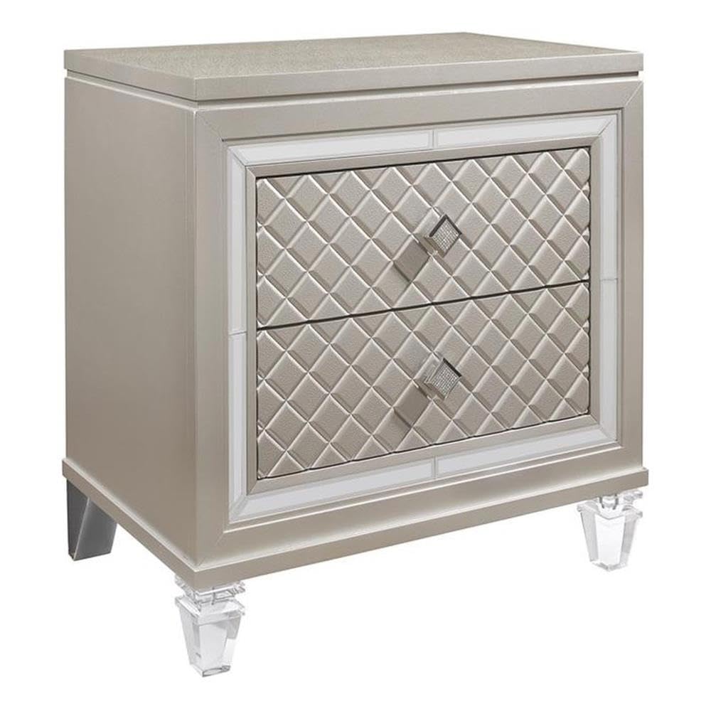 Champagne Nightstand - Modern Bedside Table with Drawer & Shelf, Solid Wood Night Stand for Bedroom, Living Room, or Office - Global Furniture USA Paris Collection